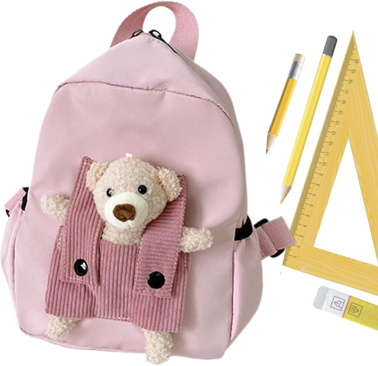 Bear Backpack | Kindergarten Backpack,3D Bear Design Spacious Interior Knapsack for Students Preschool Girls Boys Daily Commute Trips Camping - Pink image number 5