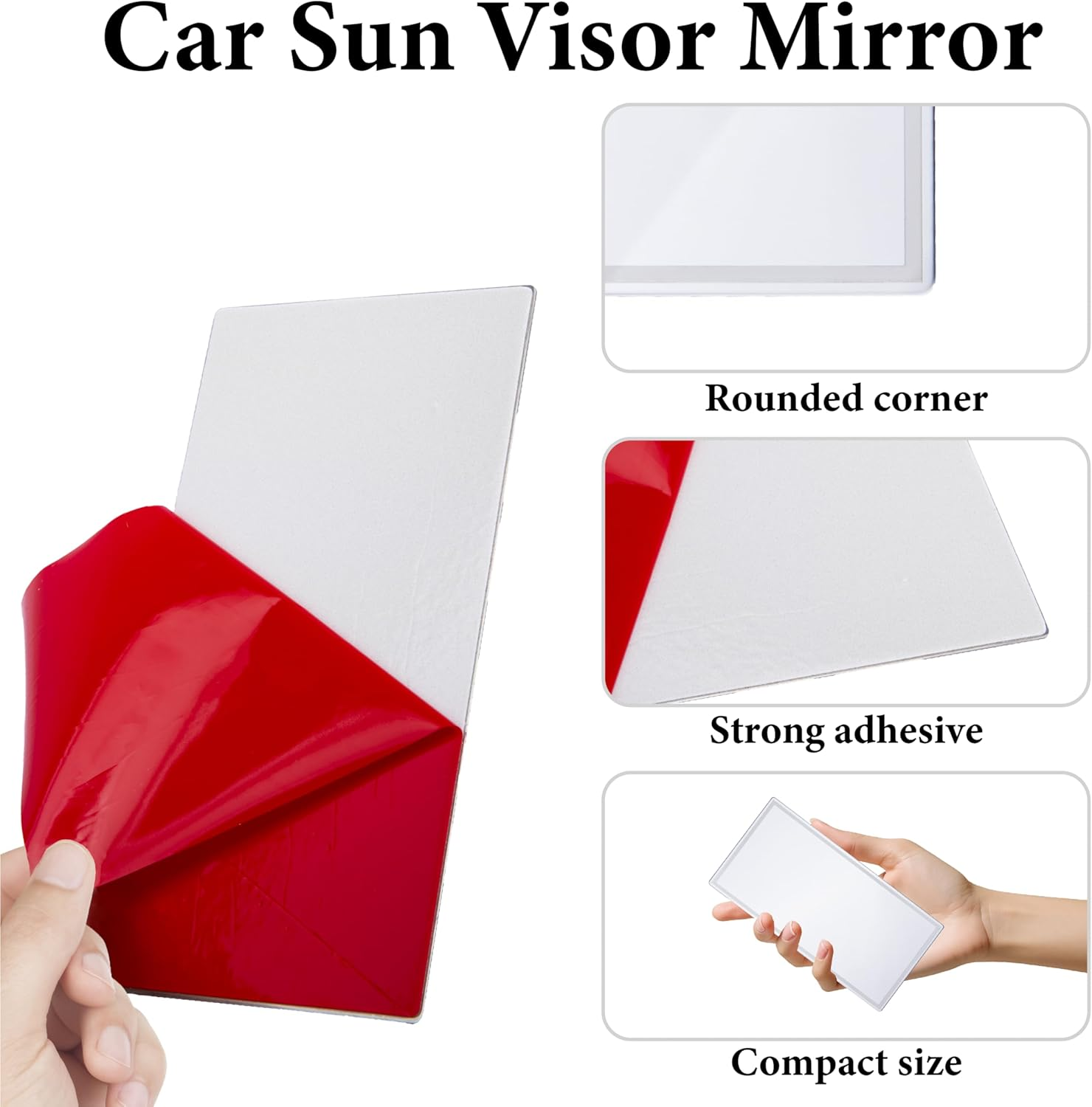 Car Sun Visor Mirror, HD 5.91"&times;3.15" Portable Car Vanity Mirror, Seatback Self-Adhesive Makeup Mirrors, Shatter-Proof Cosmetic Accessories for Automotive Truck SUV Vehicle image number 3