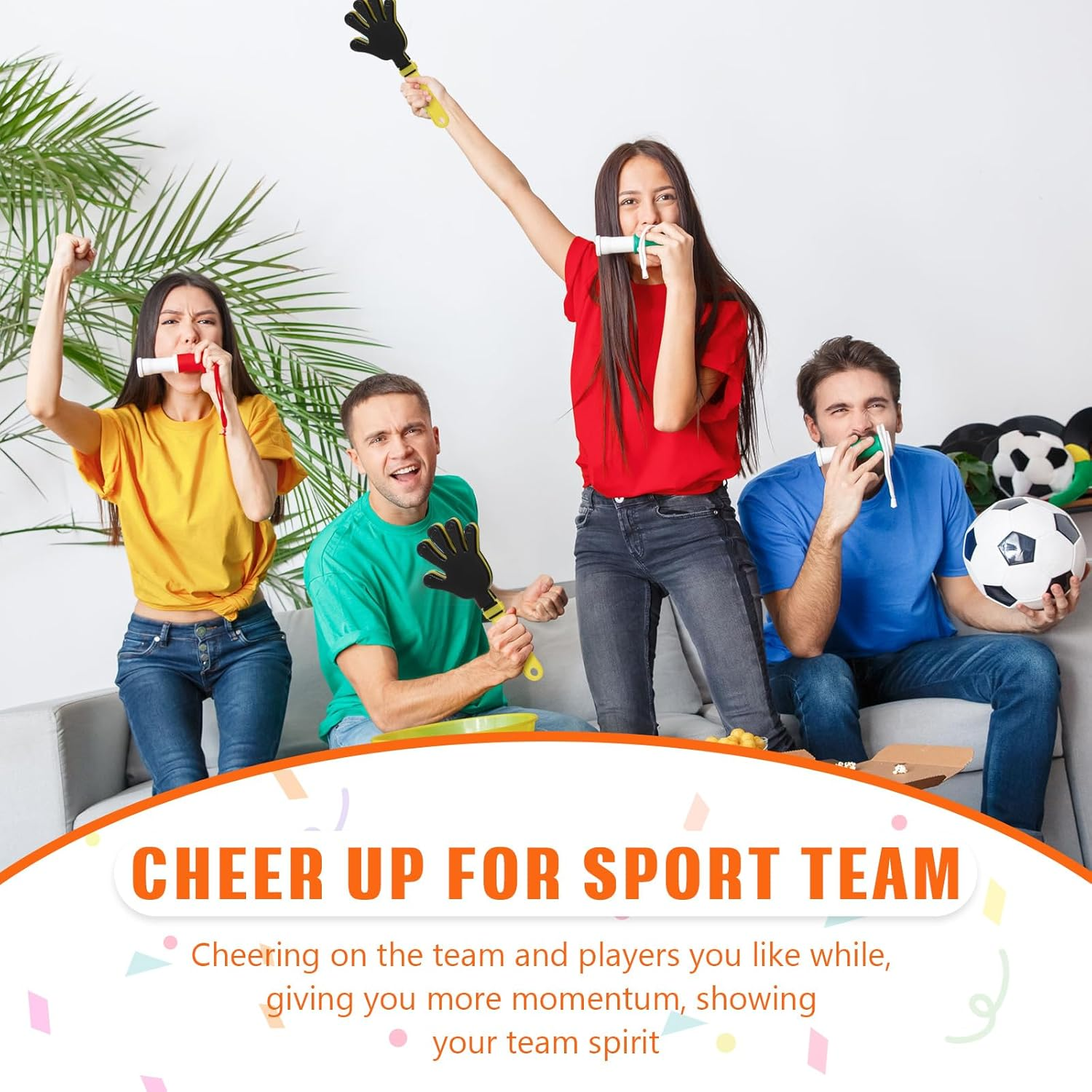 ZCYSRLQIN 24 Pcs Hand Clappers 7.5 Inch Plastic Clappers Noisemakers Party Favors Clapping Noise Maker Birthdays Game Prizes Classroom Rewards Football Sporting Events Cheers Supplies (Yellow,Black) image number 5