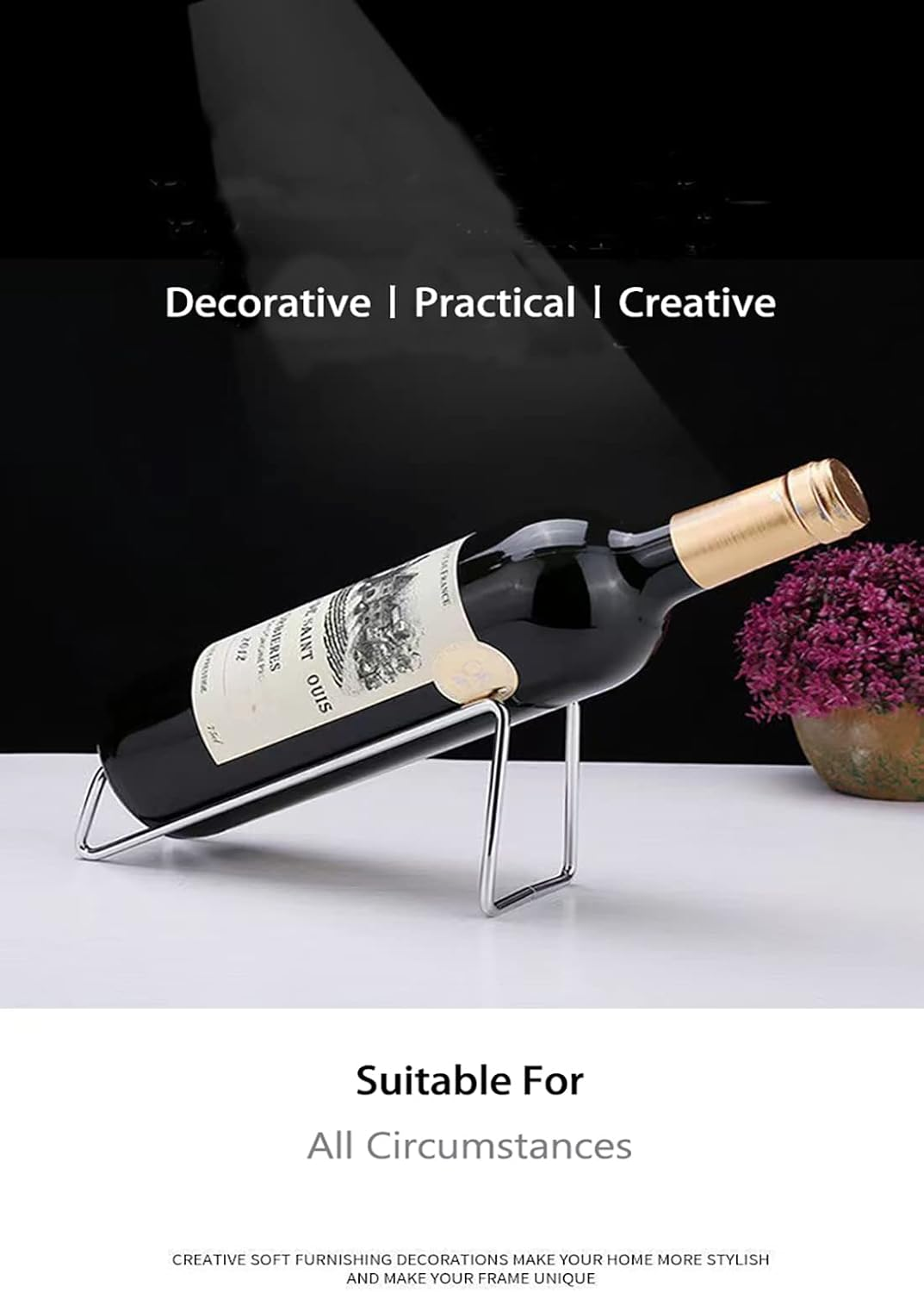 FRONTIER Simple Chrome Steel Wine Bottle Holder image number 6