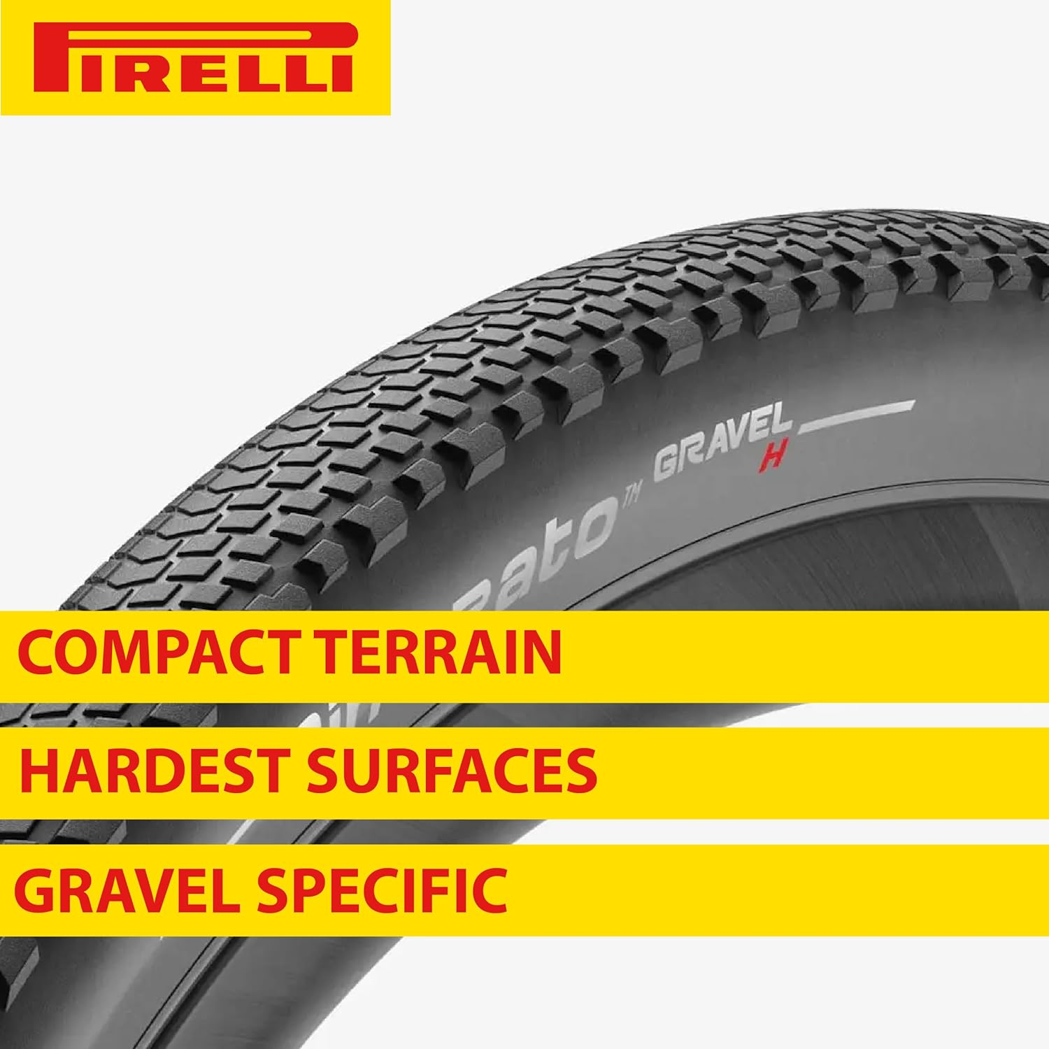 Pirelli Cinturato Gravel H Bike Tire, Hard Gravel Surfaces, Tubeless Ready Clincher TLR, Grip & Adapt, Advanced Puncture/Cut Protect, (1) Tire, Black or Tan Sidewall / 700C or 650B Sizes image number 1