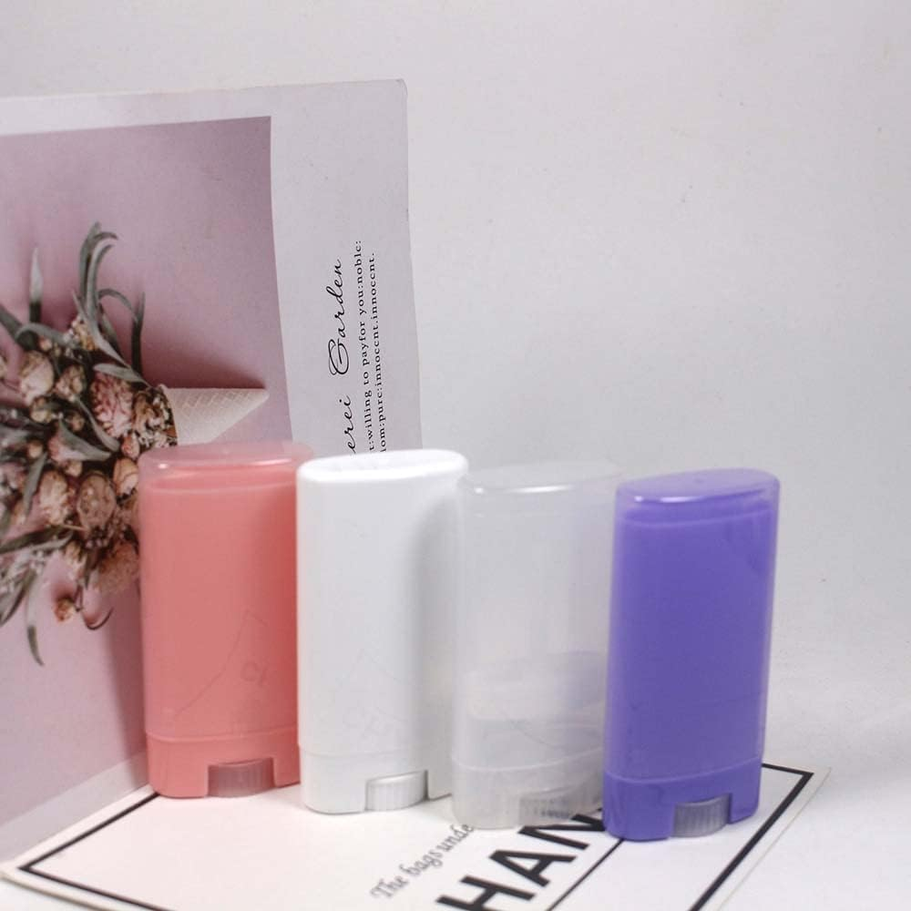 COSIDEA 25 PCS Plastic Empty 15G / 0.5 Oz Travel Size Pink Oval Shaped Lip Balm Tube Mini Deodorant Containers 15Ml Lipstick Tube Twist up Hair Wax Container, Pink, 25Pcs image number 4