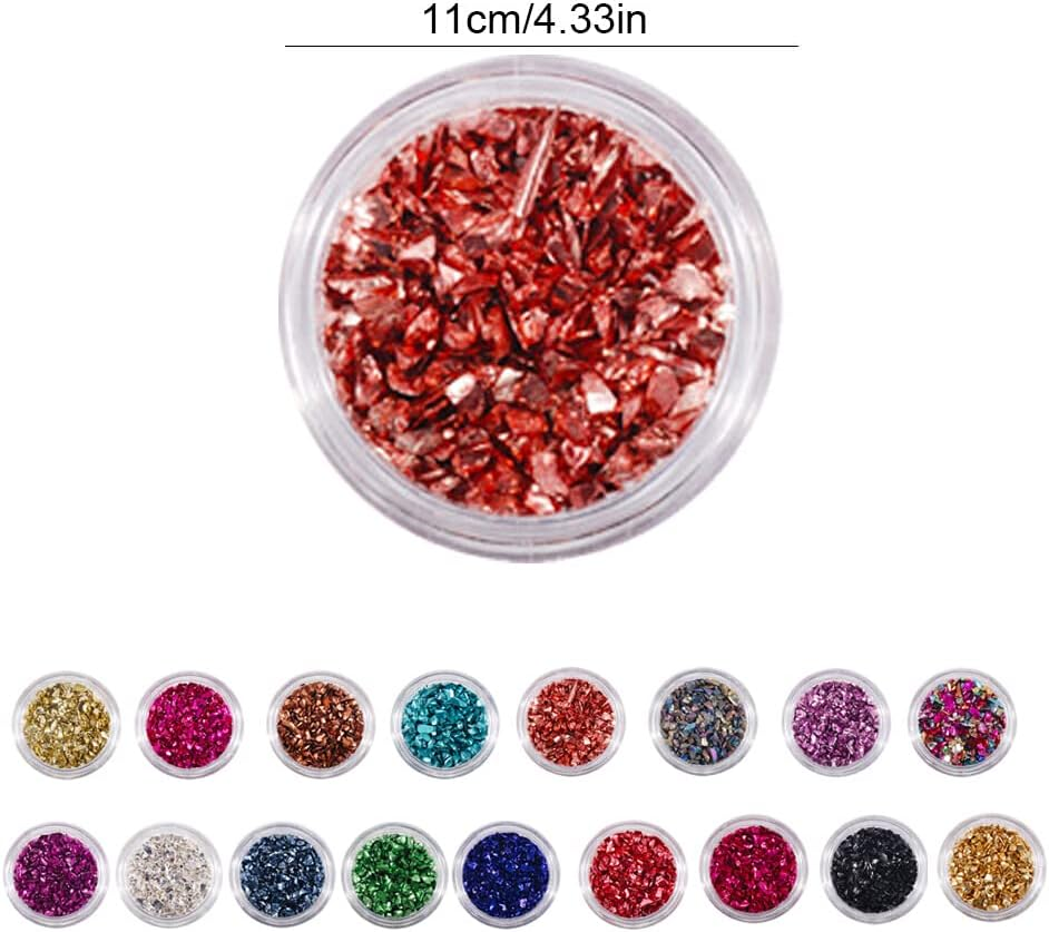 Nail Art Crushed Glass Stones Glitter Excellent Gloss Crystal Fragment DIY Rhinestone Fillers Jewelry Making Wedding Dress, Gold - Brown image number 3