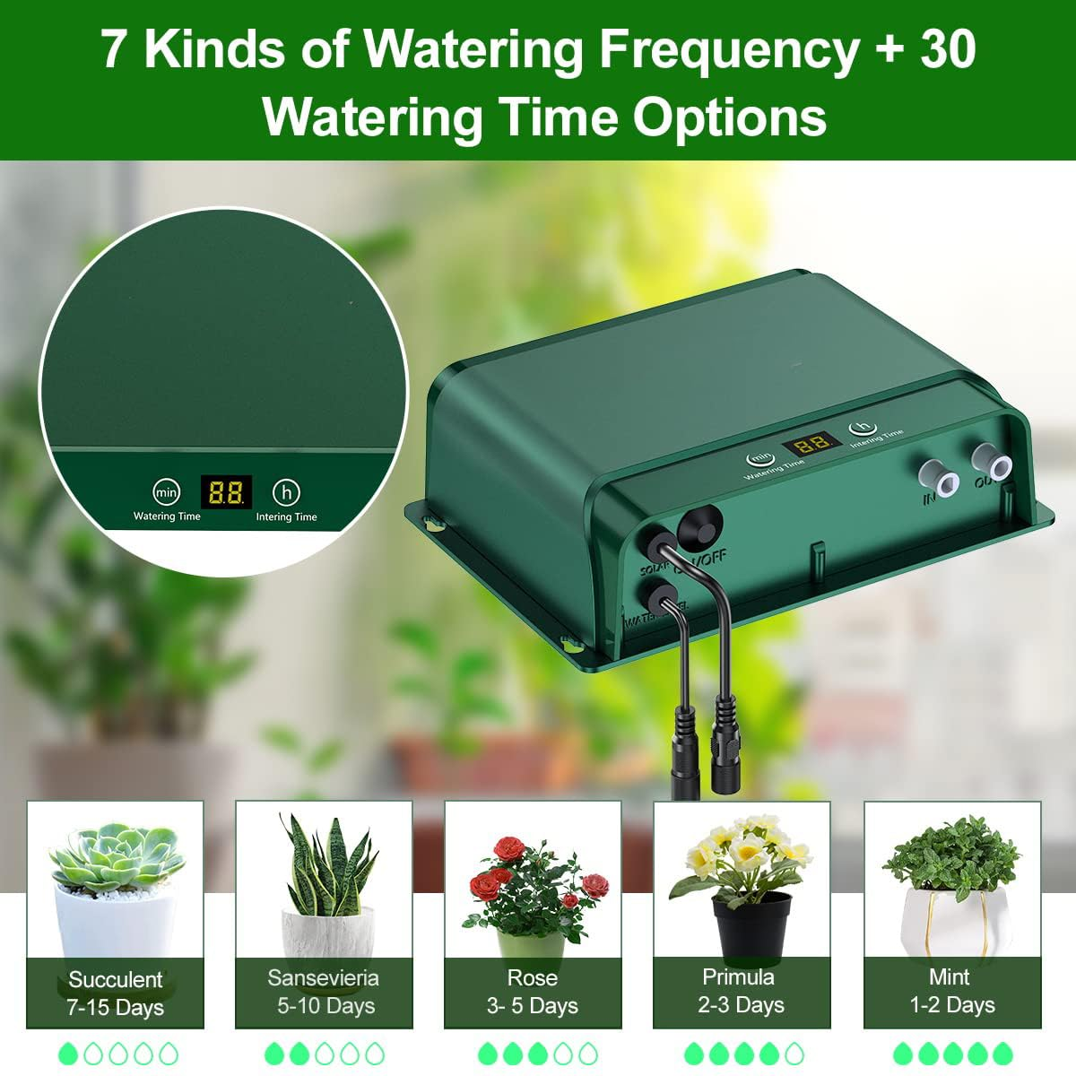 Solar Auto Irrigation System,Solar Powered Drip Irrigation Kit 30M 10W Indoor Outdoor Automatic Self Watering System for 30 Potted Plants in Green House, Garden, Balcony (Type2) image number 5