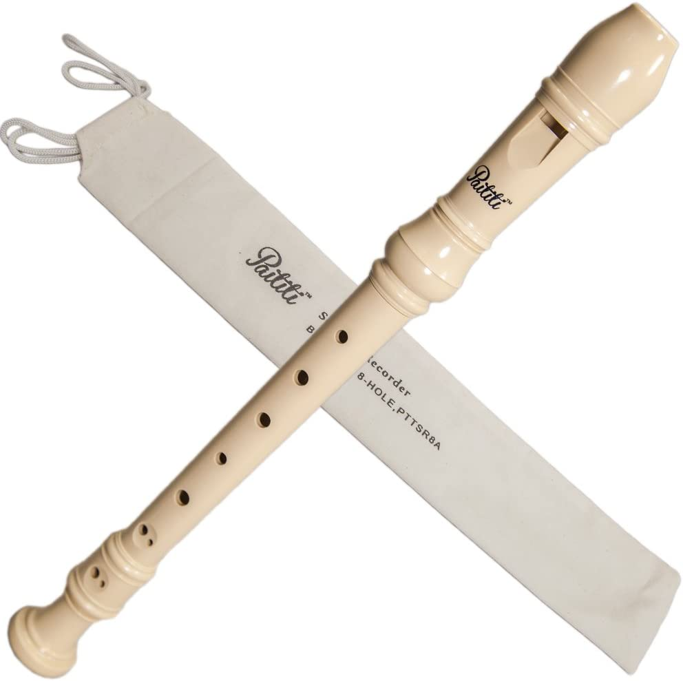 Paititi Soprano Recorder 8-Hole with Cleaning Rod + Carring Bag Creamy Color, Key of C