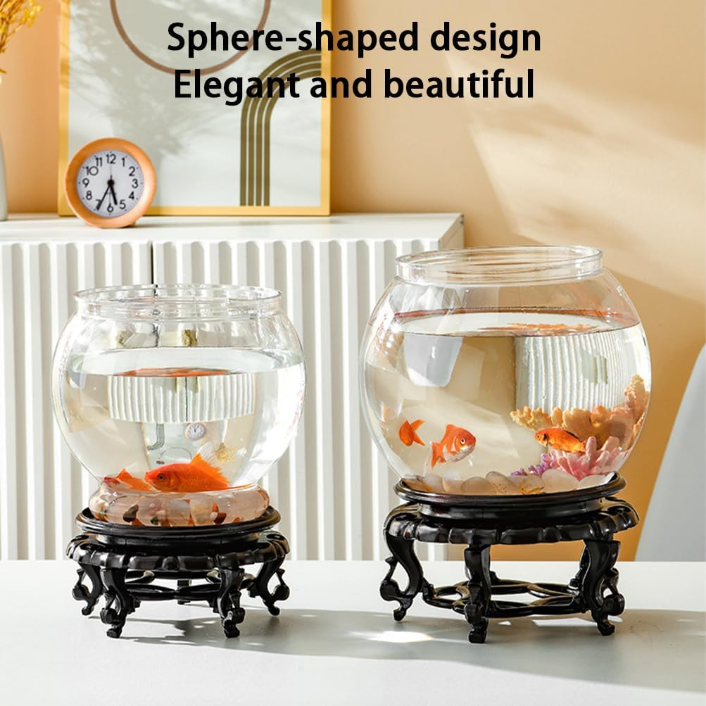 HPAMR Goldfish Tank, Modern Compact Tanks for Tabletop, Plastic round Aquarium Goldfish Tanks, Shatterproof Plastic with Crystal Clear Clarity, Fish Breeding Box with Fish Bowl Holder (2Pcs) image number 4