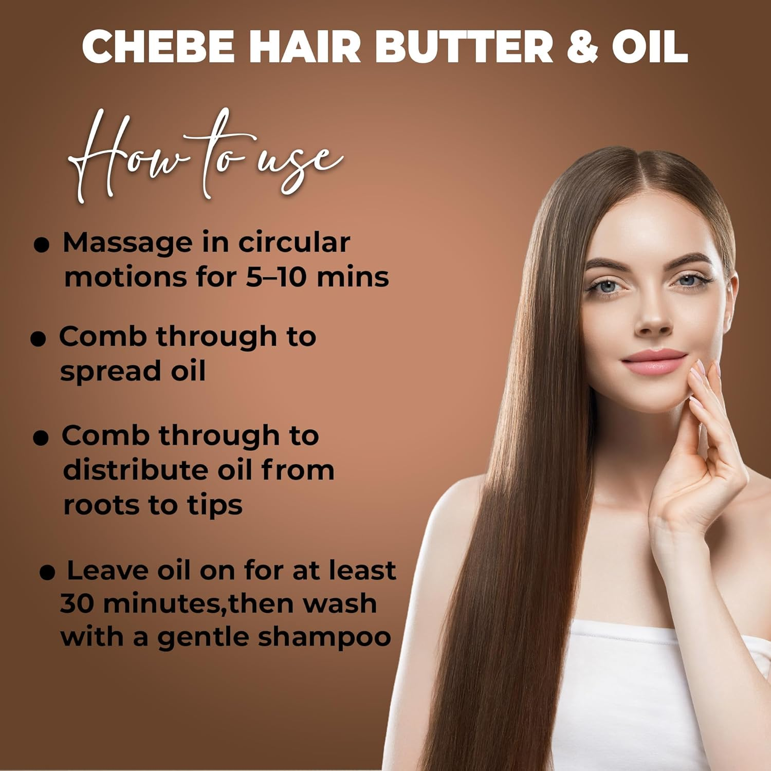 100% Natural CHEBE Hair Butter Cream, Serum Made from Authentic African CHEBE Powder for Hair Growth & Thickening