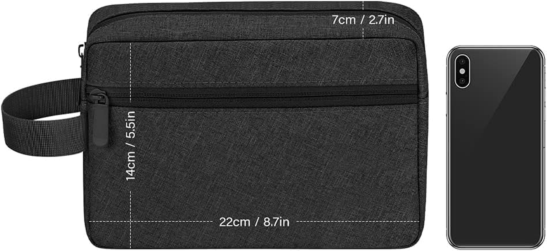 Waterproof Toiletry Bag for Men - Travel Shaving & Cosmetic Organizer with Handle, Portable Gym Shower Bathroom Essentials Bag, Durable Water-Resistant Toiletries Accessories (Black) image number 6