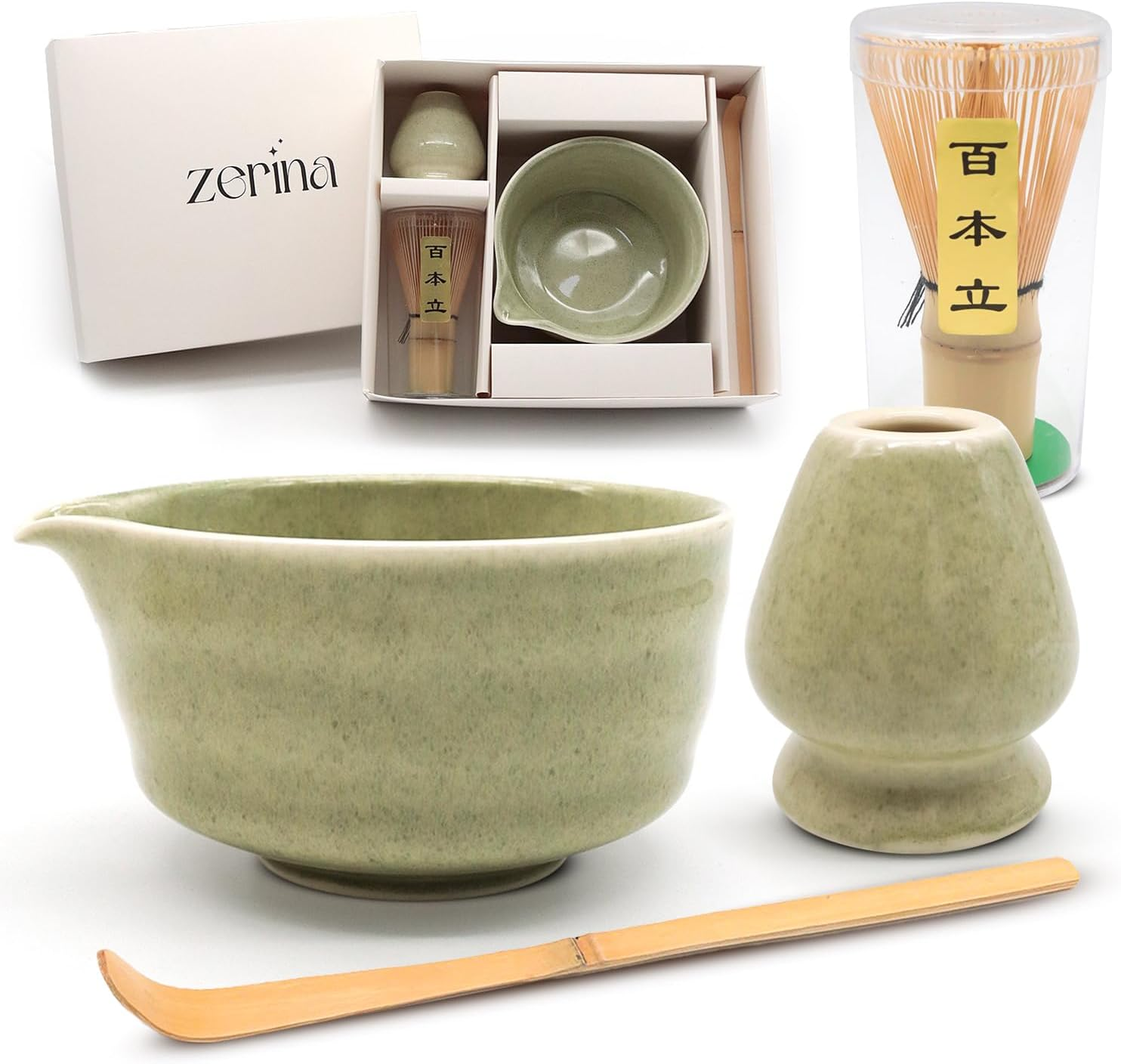 Matcha Whisk Set - 4 Pcs Matcha Tea Set Ideal for Matcha Tea Preparation - Provide an Authentic and Traditional Tea Ceremony Journey with Our Matcha Set - Matcha Kit for Flavor and Smooth Whisking image number 1