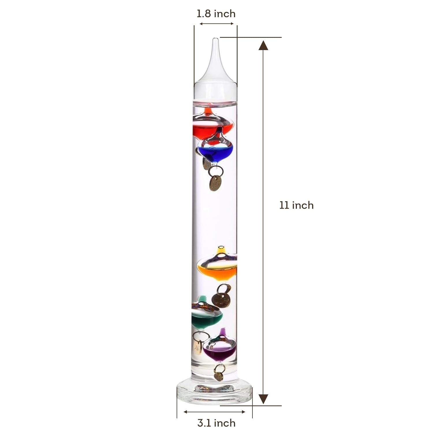 Lily'S Home Glass Galileo Thermometer, a Timeless Design That Measures Temperatures from 64&ordm;f to 80&ordm;f, 5 Multi-Colored Spheres (11 Inches) image number 5