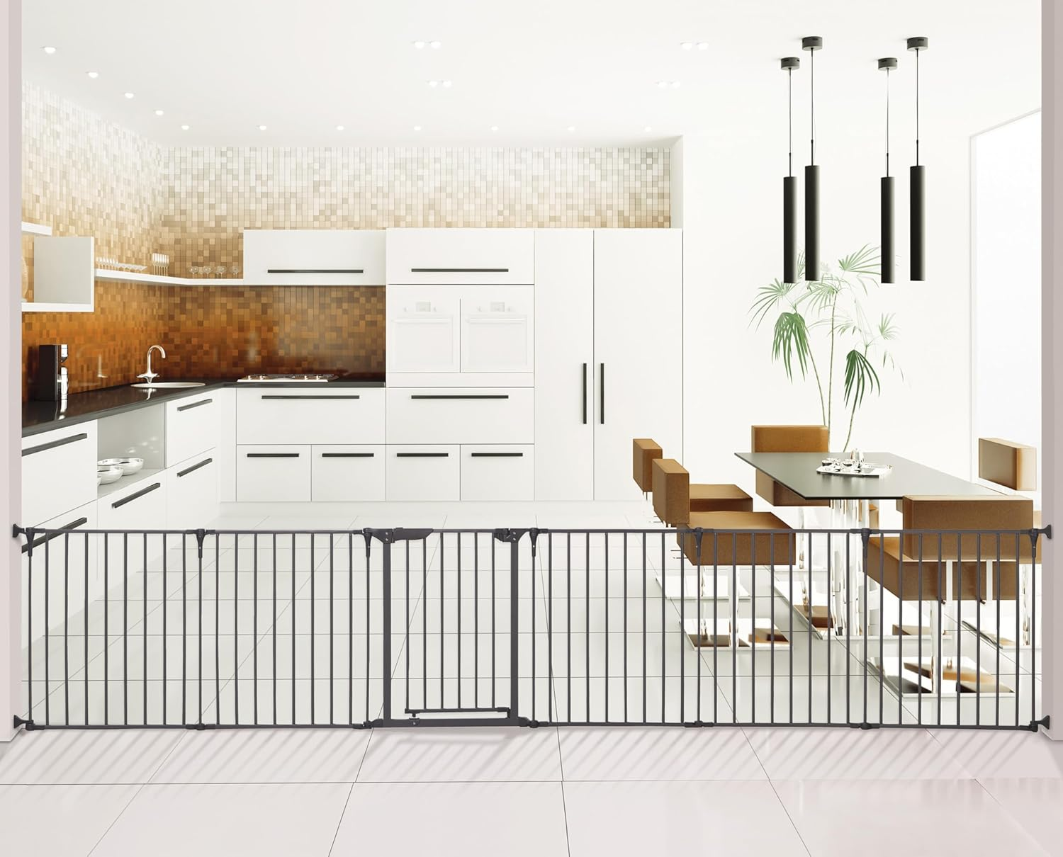 Little Chicks Oxford 3-In-1 Play Yard, Baby Gate, and Fireplace Fence - 151 Inch Extra Wide Baby Gate Barrier - Toddler Playpen - Black image number 6