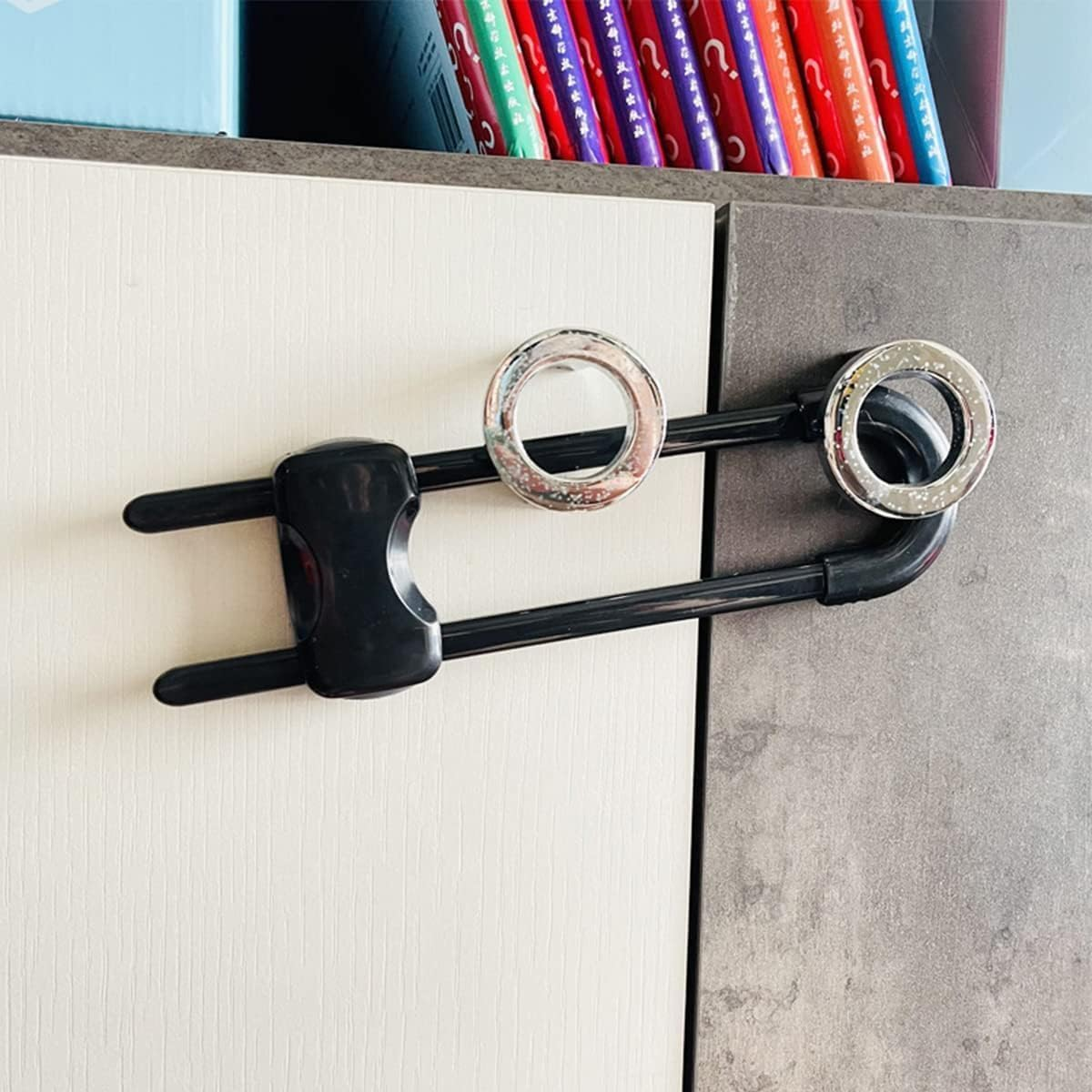 Sliding Cabinet Lock,10 Pack Child Safety Locks Cabinet Locks Baby Safety Locks,For Knob Handle on Doors Cabinets Drawers Dressers Fridge Cupboard Closet（Black） image number 1