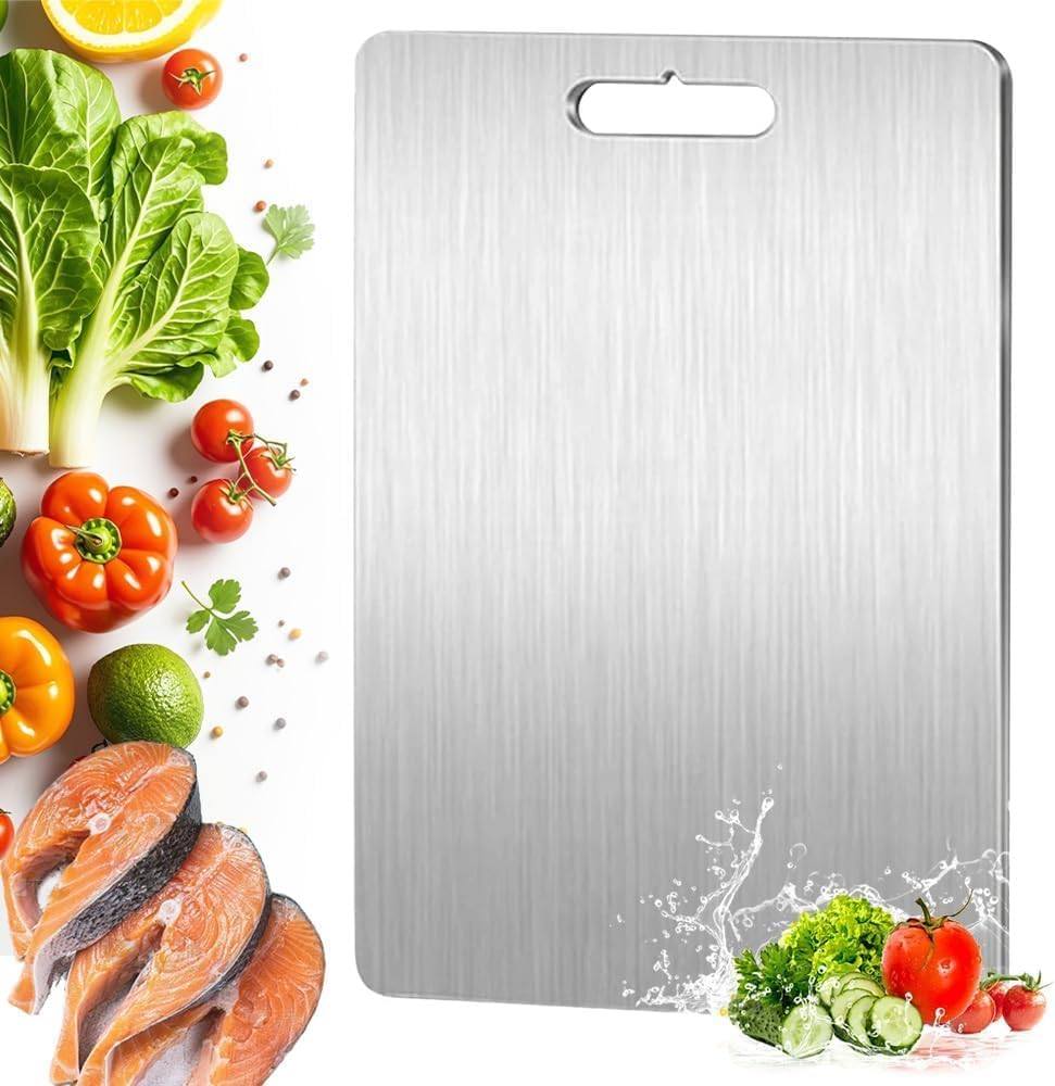 Titanium Cutting Board, Stainless Steel Chopping Board,Mildew-Resistant and Easy to Clean,Suitable for Home Counter Outdoor Camping Housewarming Gifts for Women (34X23 Cm)