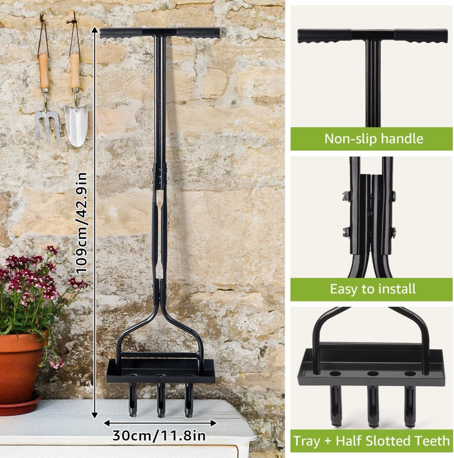 Lawn Aerator Tool, Lawn Aerator Spike Aerating Tool and Garden Tools, T-Handle Lawn Aerator, Scarifier,Lawn Aerating for Compacted Soils Lawn Care image number 4