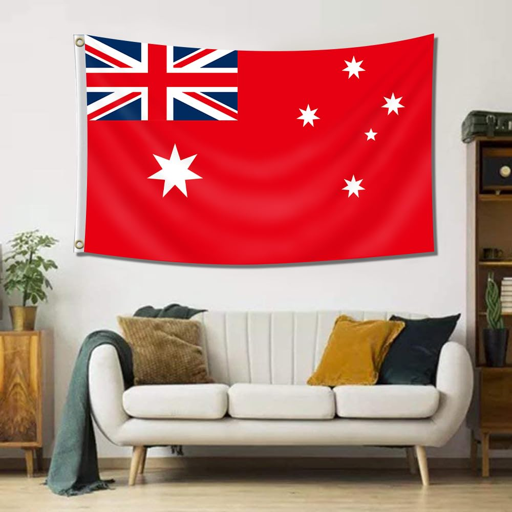 3&times;5 FT Large Australia Red Ensign Flag, 90&times;150 CM Big 100D Australian Outdoor Banner,Tiny Doube Side Printing Decor for Patio Garden with Brass Gromment image number 2
