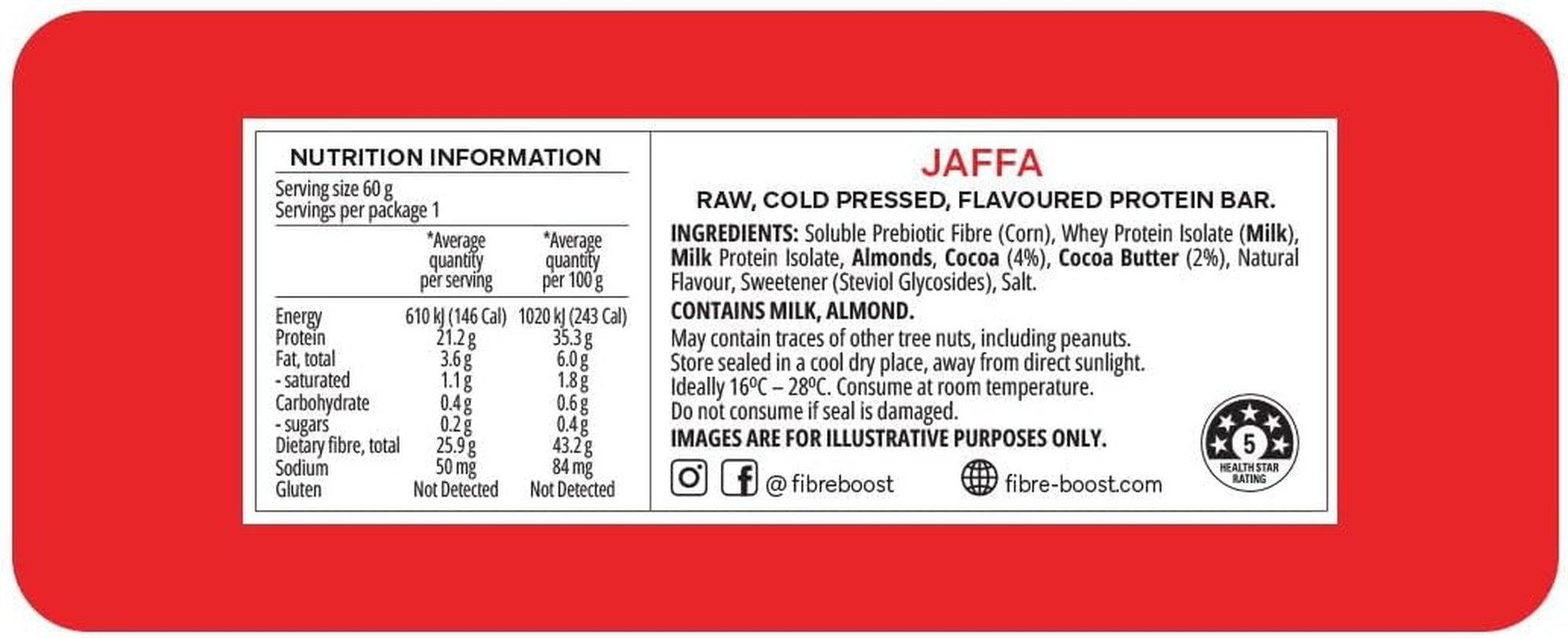 Fibre Boost Cold Pressed Jaffa Flavoured Protein Bar image number 1