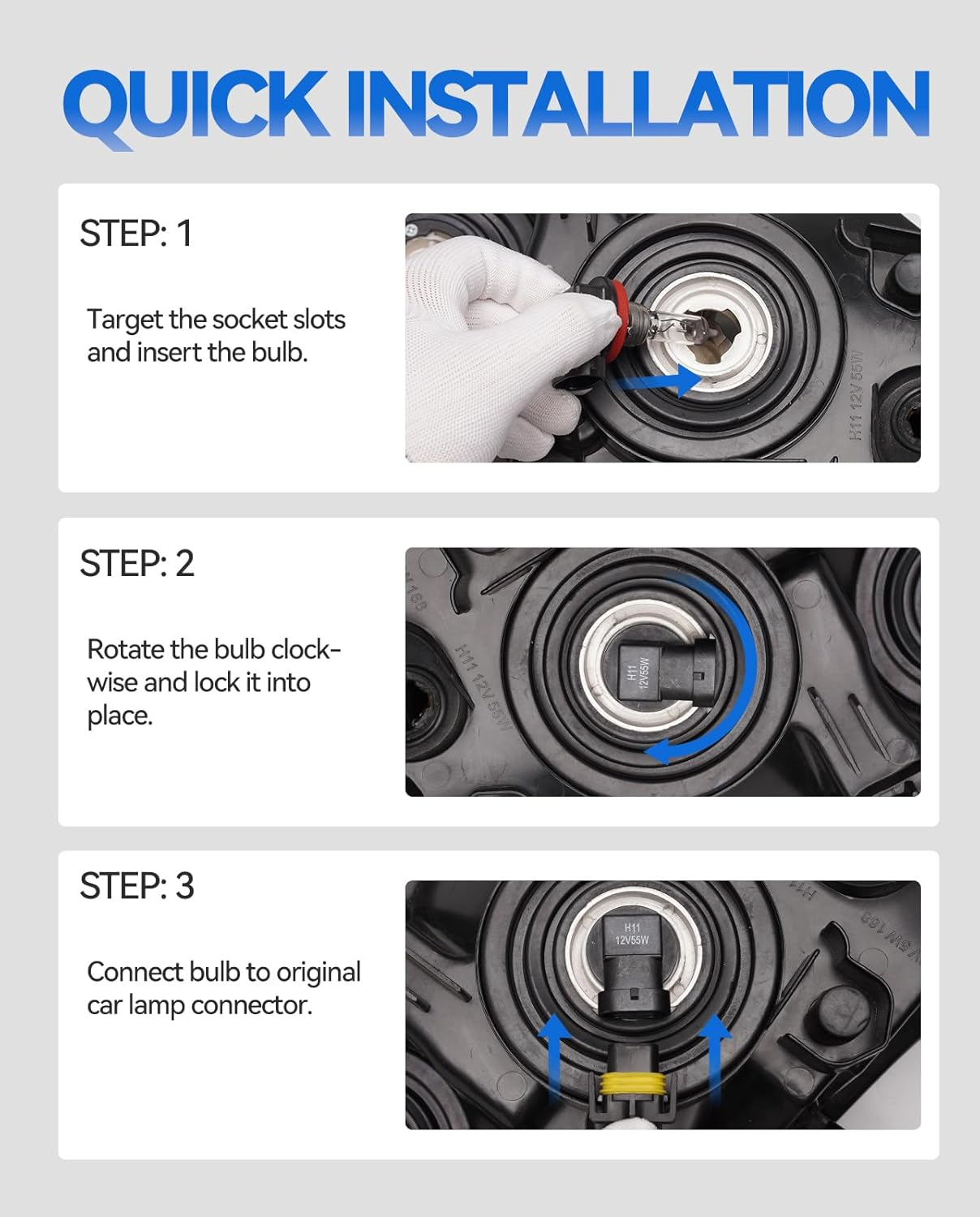 H11 Headlight Bulbs, 2Pcs 12V 55W H11 Halogen Bulbs Replacement for Car Truck Headlight Bulb, 3800K Amber Yellow image number 1