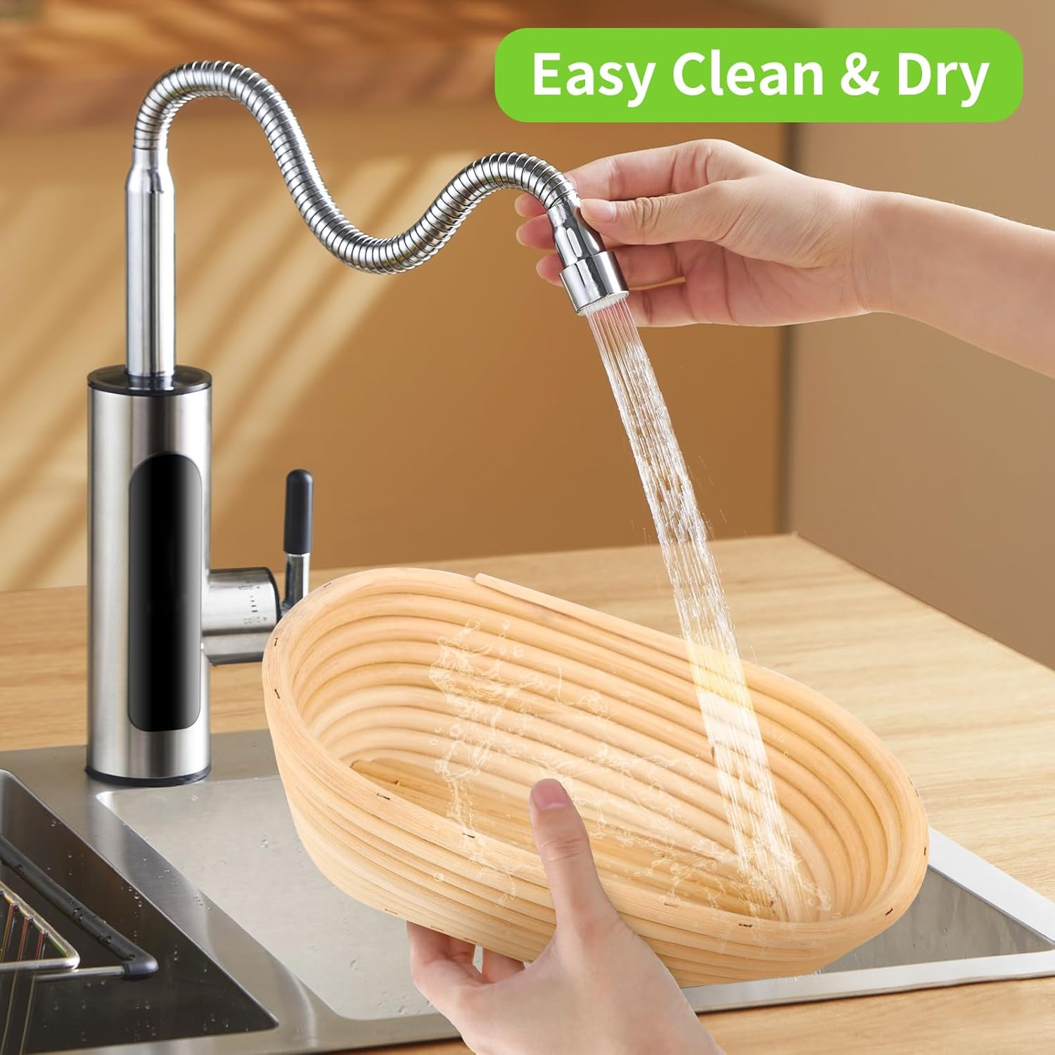 Banneton Bread Proofing Basket Set of 2, 25Cm&times;15Cm Oval Shaped Baking Supplies, Sourdough Banneton Basket with Liner for Artisan Bread Making for Professionals & Home Bakers image number 1