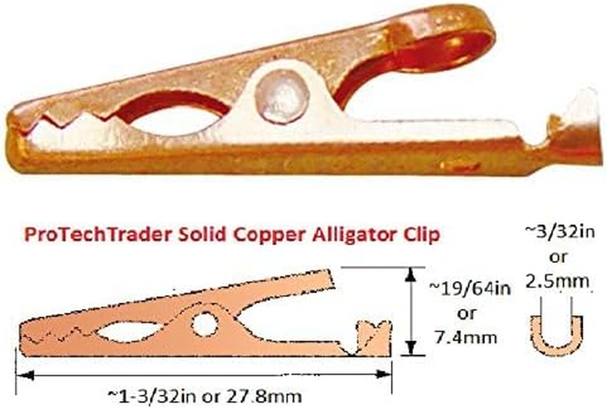 Solid Copper Alligator Clips (4 Pack) Crocodile Jaw Soldering Heat Sink & DIY Test Clip Wire Connector Rated for 5 Amps (5A) & up to 12 Ga (12Awg) Wire image number 2