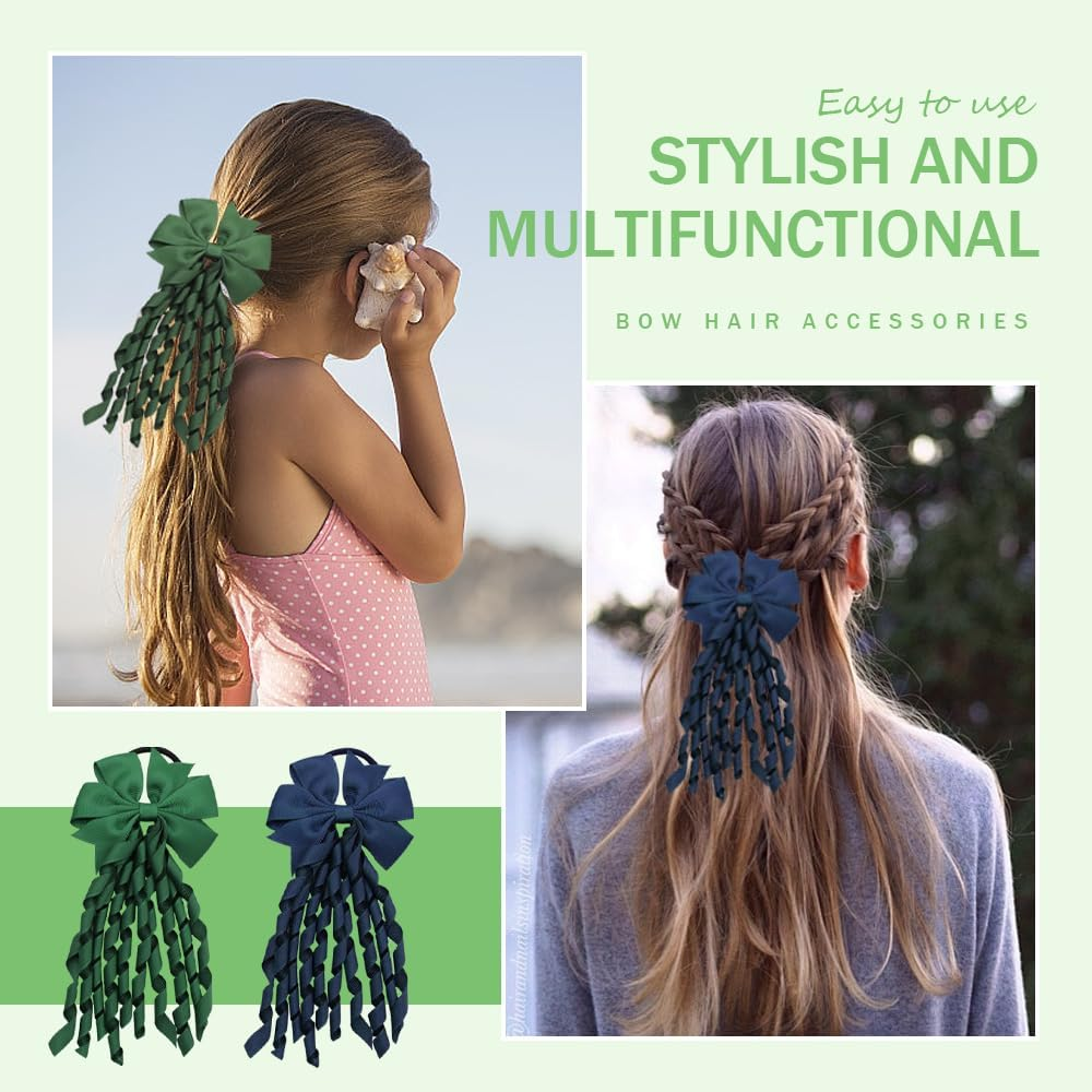TRKETK Pack of 4 Spiral Hair Bands with Tassels Elegant Bow Hairband Women'S Cute Hair Accessories Perfect for Stylish Hairstyles for Wedding Christmas Hair Birthday image number 1