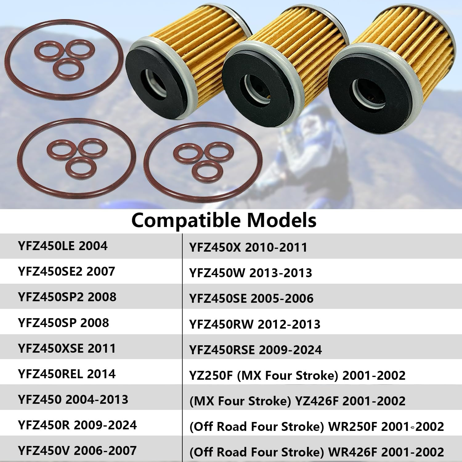 BIGLKNM 3 Packs Oil Filter with O-Ring 5D3-13440-09-00 for Yamaha YFZ450 YZ250F YZ426F WR250F WR450F WR426F 5D3-13440-02-00 ATV Oil Filter image number 2