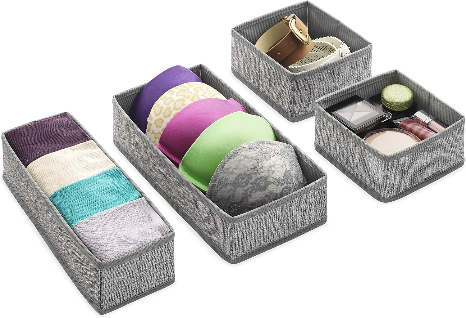 Whitmor Set of 4, Crosshatch Gray Drawer Organizer, image number 1