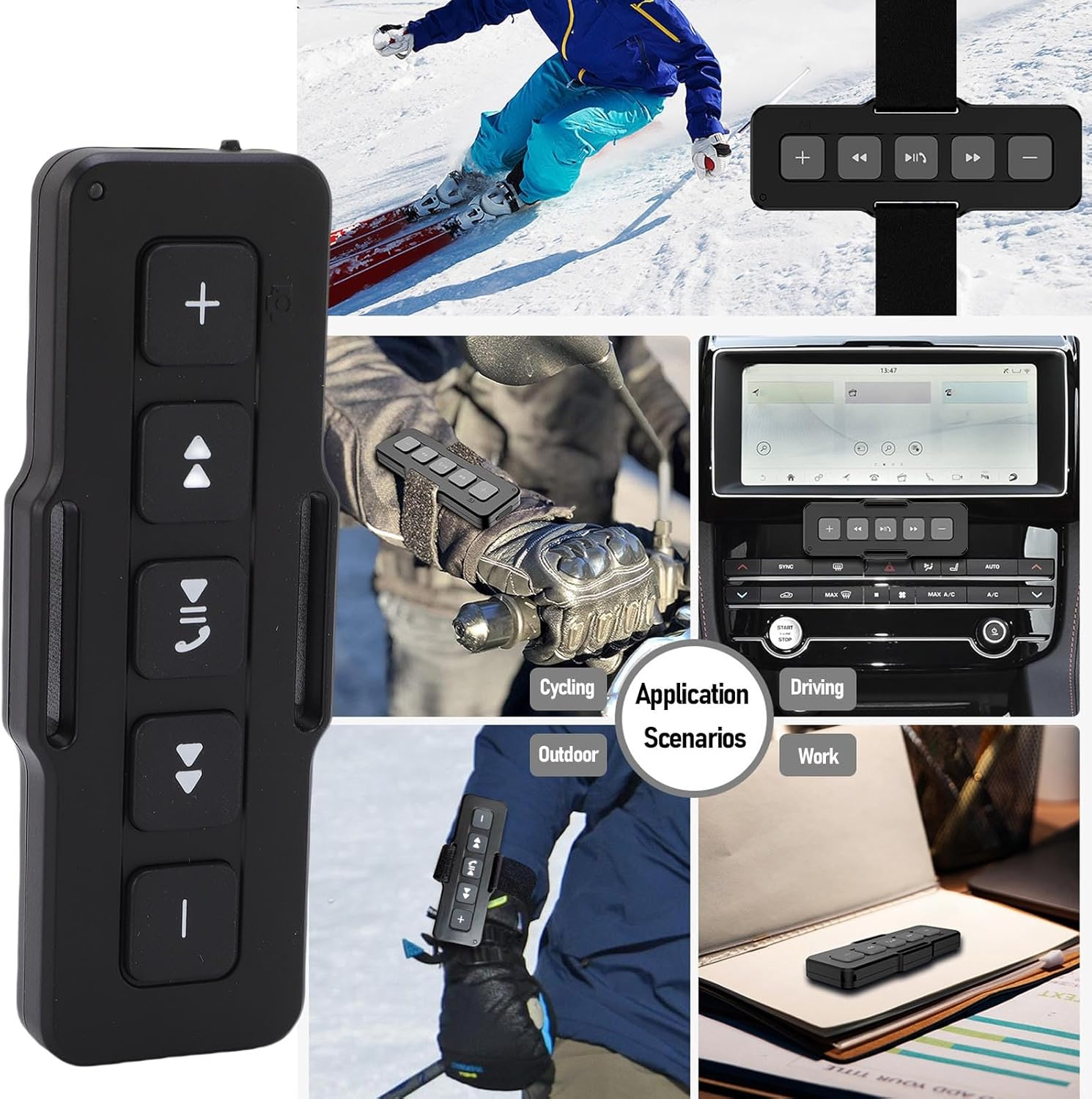 Bluetooth Media Button Remote, Wireless Music Controller for Car Bike Motorbike, for Outdoor Sports, Home Entertainment, Work image number 6