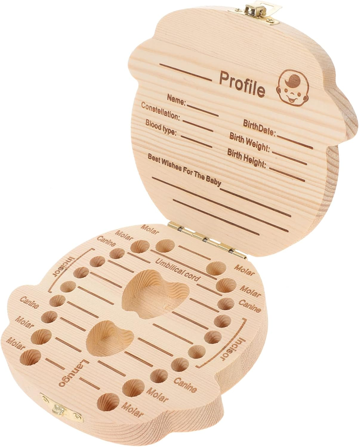 Baby Tooth Storage Box Colorful Cartoon Infant Keepsake Case Wooden Tooth Organizer for Newborn Boys Toddler