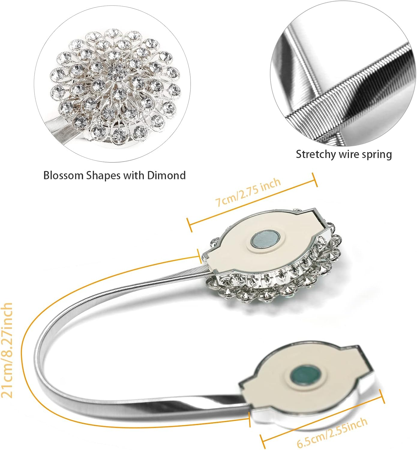 4 Packs Curtain Magnetic Buckle Spring Window Decoration Curtain Tie Rope for Home Office Decoration (White) - Lake Blue image number 6