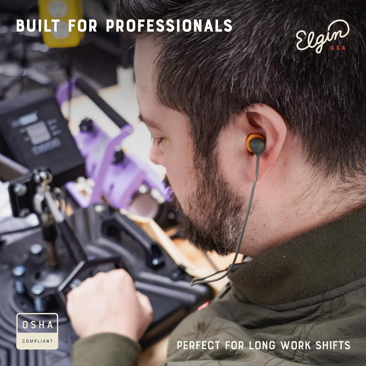 Elgin Discord V2 Bluetooth Earplug Earbuds, OSHA Compliant Noise-Isolating Safety Wireless Headphones, All-Weather Earphones for Industrial Work, and High-Noise Environments image number 3