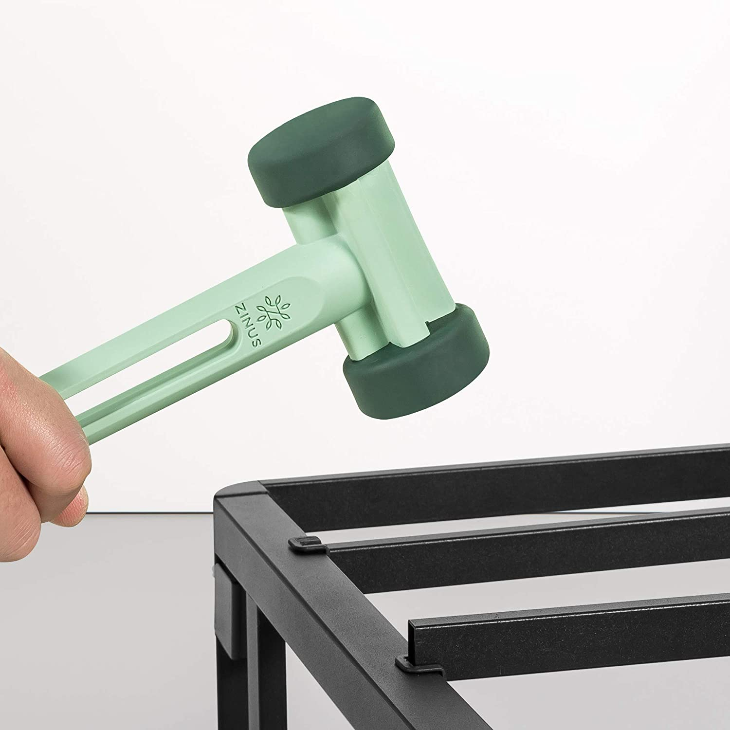 Zinus Queen Bed Base Ensemble 40Cm, Good Design Award Winner, Grey Fabric Quick Snap Mattress Foundation Metal Steel Frame image number 1