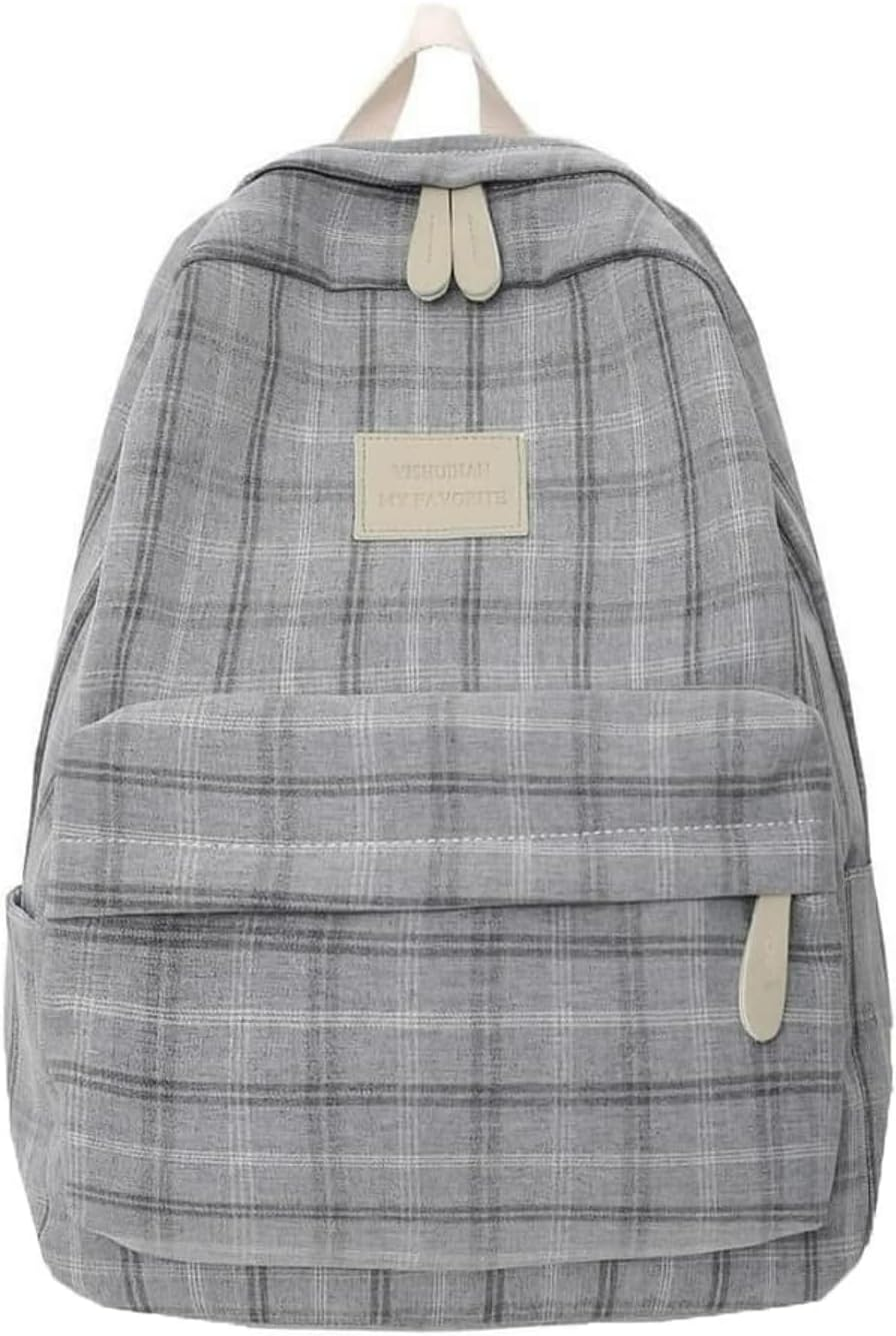 MININAI Light Academia Backpack Aesthetic Plaid Preppy Laptop Backpack Checkered Rucksack for College Travel Work