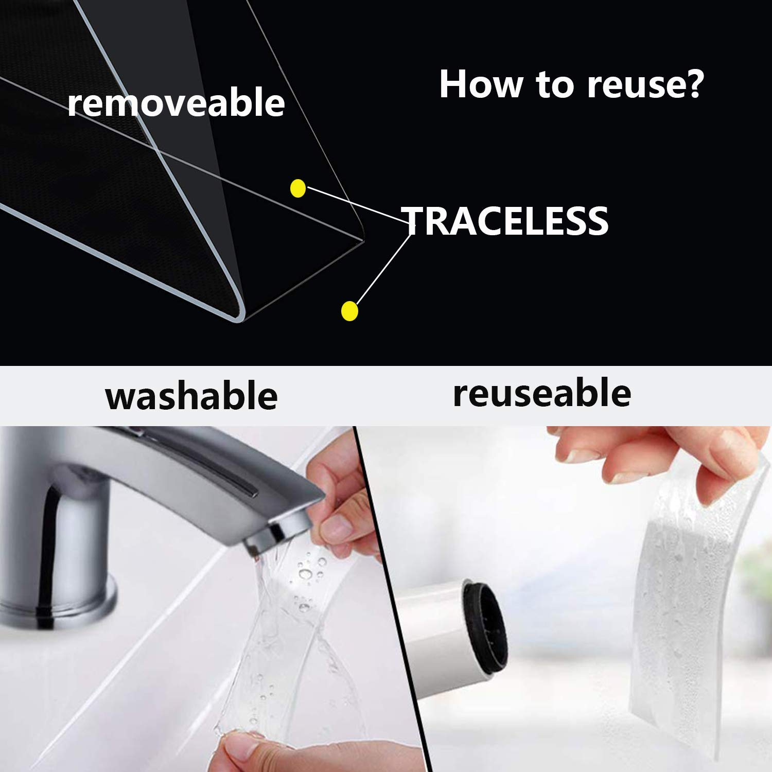 Nano Double Sided Tape, 5M/16.5Ft Easy Tape Heavy Duty, Washable Strong Wall Tape Removable Transparent Sticky Tape for Home and Office (1.18Inch) image number 4