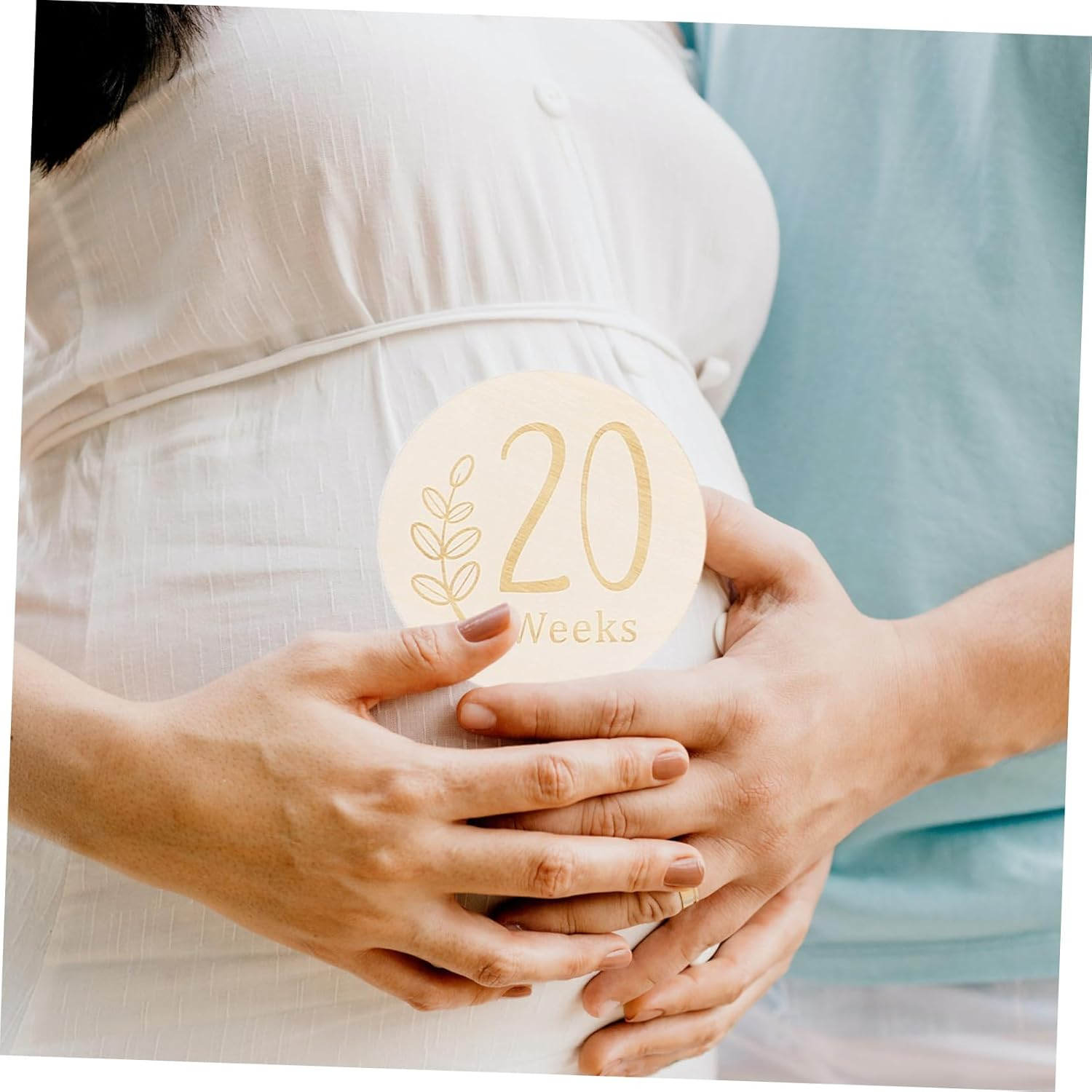 11-Piece Wooden Pregnancy Journey Milestone Discs Set Double-Sided Weekly Signs for Newborn Photo Props Track Your Baby'S Growth Milestones image number 2