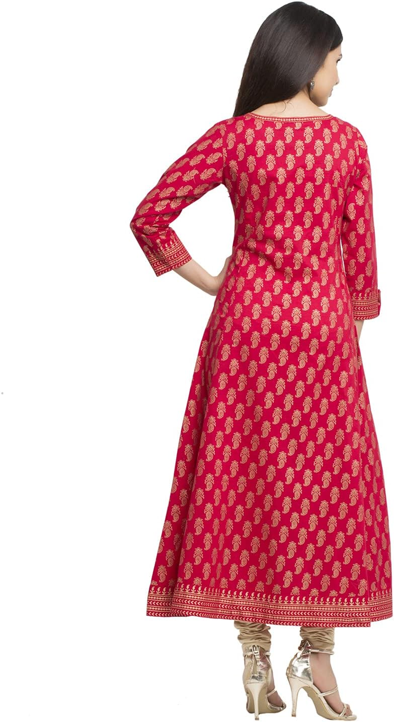Yash Gallery Women'S Cotton Printed Anarkali Kurta for Women image number 5