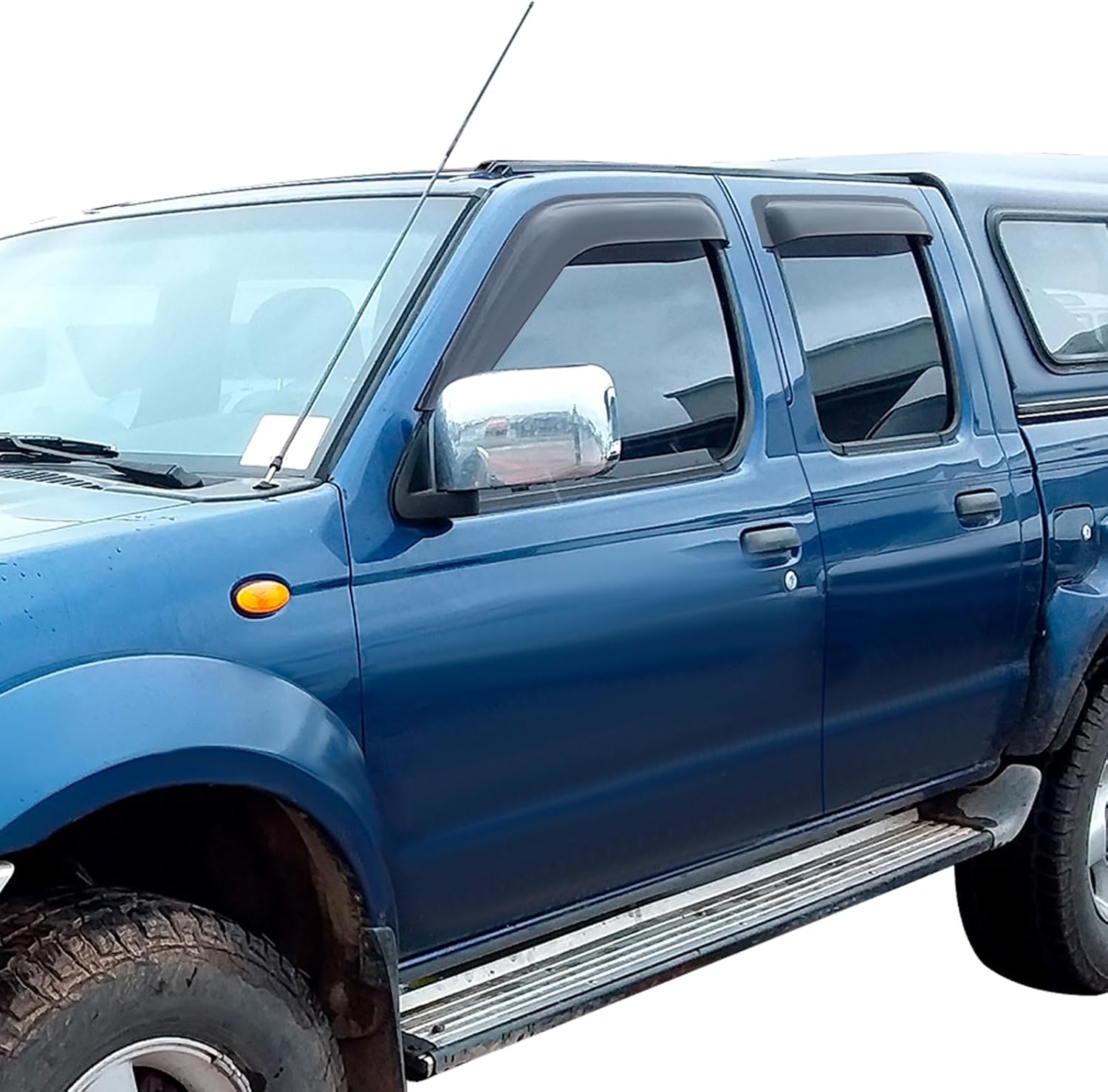 SUERAUTO4X4 Weather Shields for Nissan Navara D22 1997-2015 Dual Cab Accessories, Weathershields Car Wind Deflectors Window Visors Rain Guard Exterior, Injection Tinted Black 4Pcs/Set image number 1