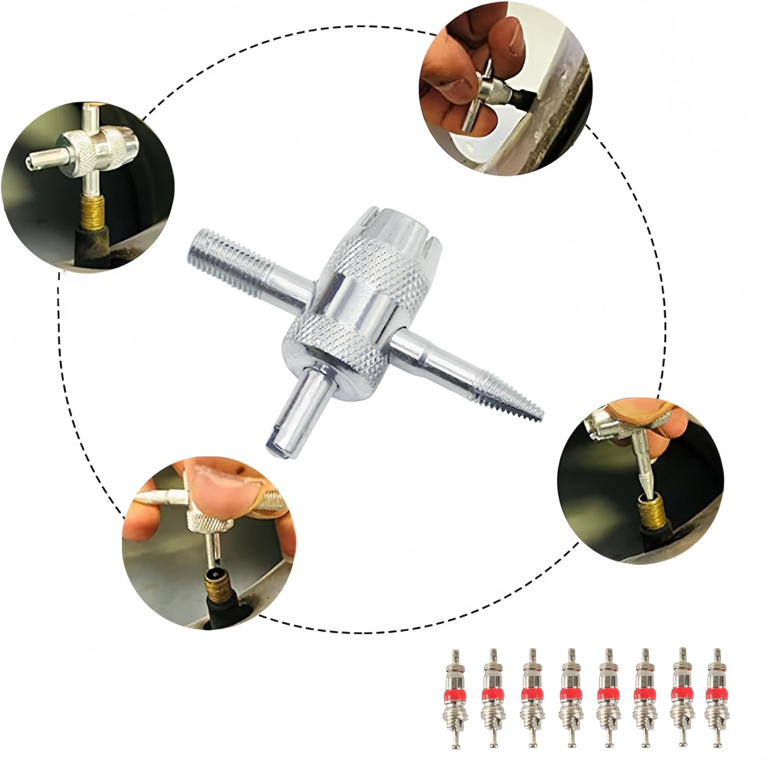 Aknebriax 22Pcs Tire Valve Stem Core Quickly Replacement Tool Kit,Change Tire Valve Tool Kit,Perfect Tool for Replacing Leaky Valves in Cars,Atvs,Trucks,Motorcycles. image number 4