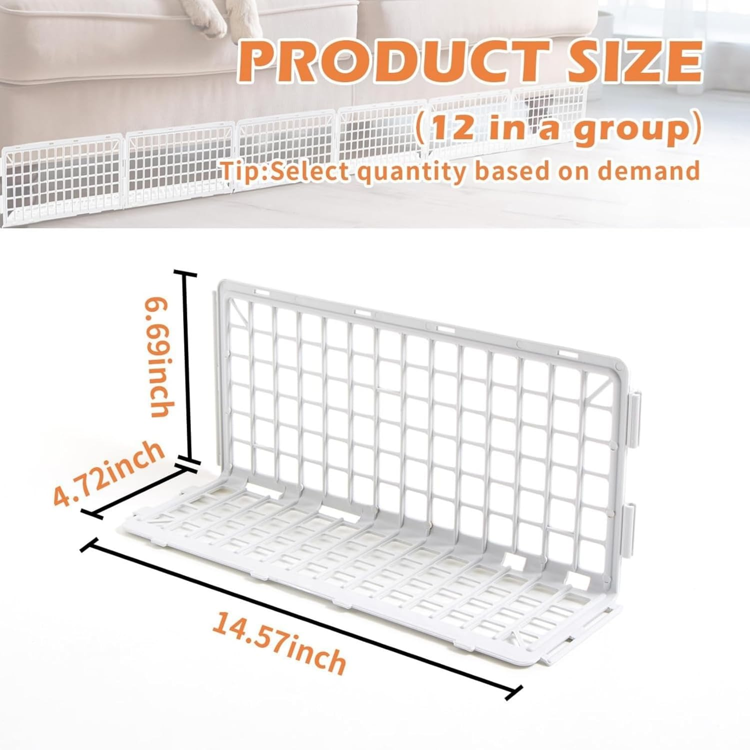 12 Pcs under Couch Blocker, under Bed Sofa Furniture Blocker Plastic Stopper, Couch Guards Bumper Stop for Things Pets ，37 Cm* 17Cm (White) image number 2