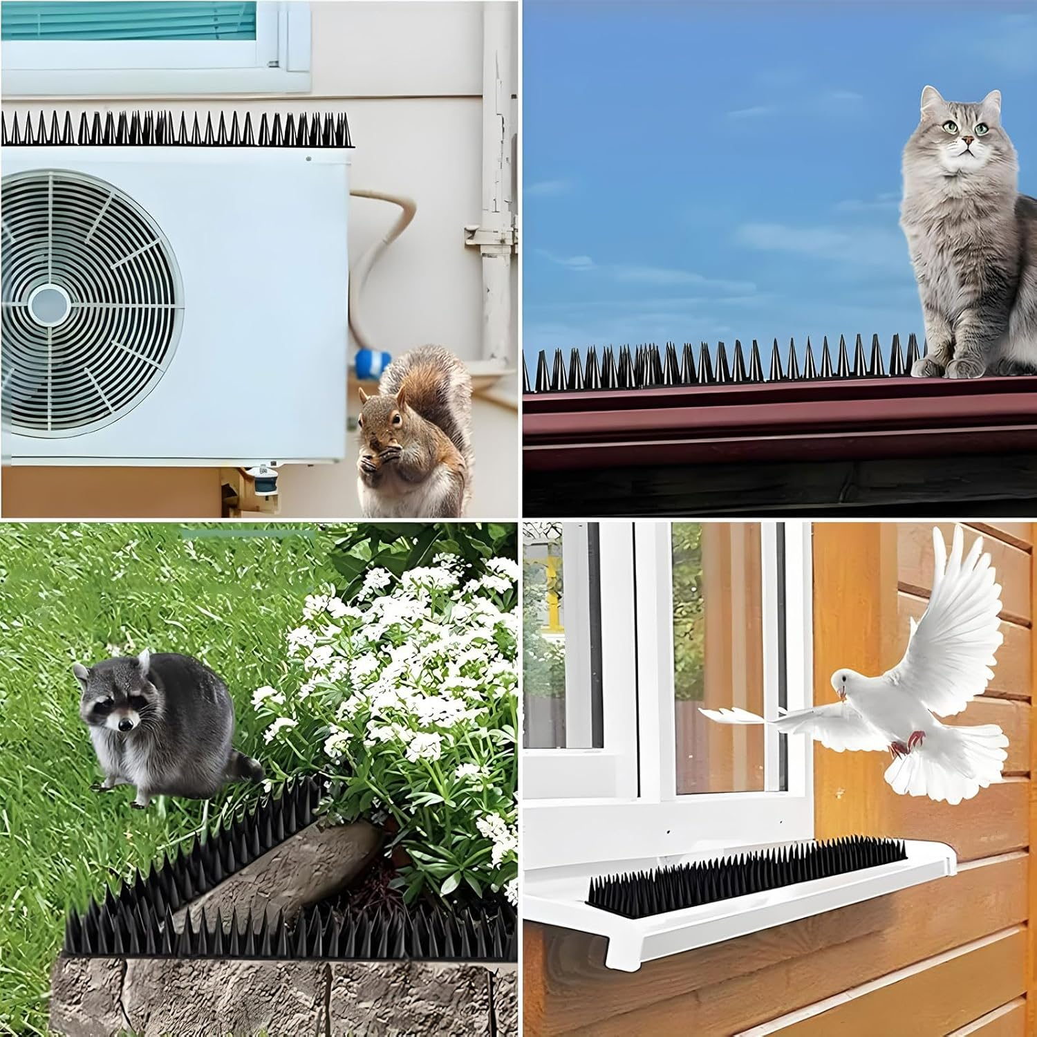 12 Pack Bird Spikes,Outdoor Pigeon Spikes,Plastic Animal Repellent Spikes for Cats,Anti Bird Defender Spikes Outdoor for outside to Keep Birds Away Pigeon Crow Squirrel Raccoon Cat Animal image number 5