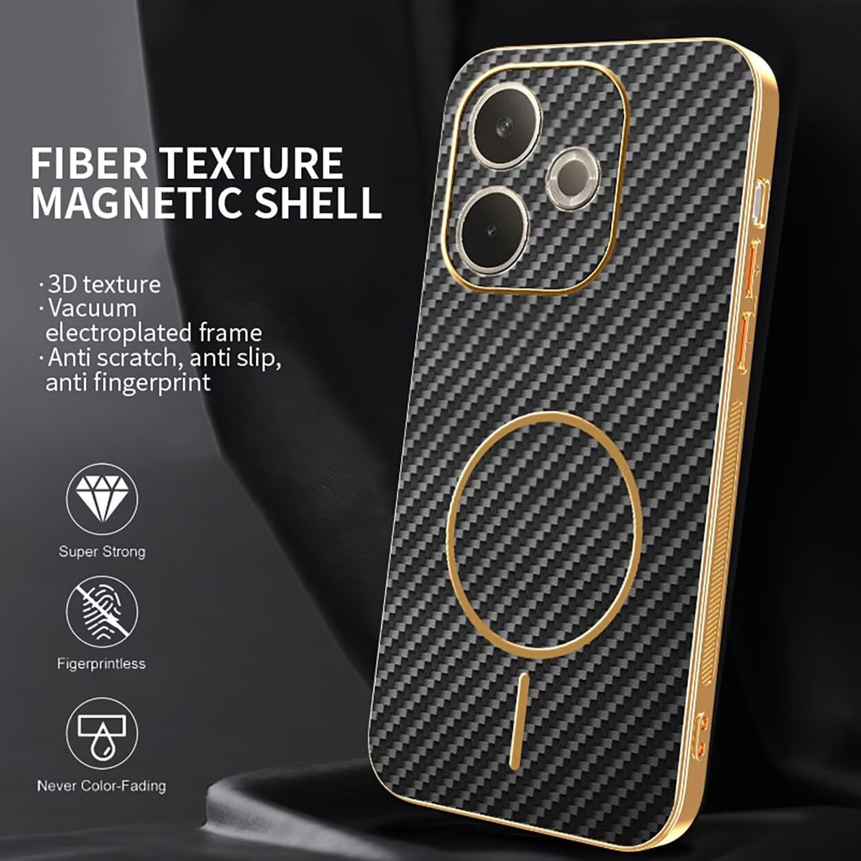 COMAKU Ultra-Thin Electroplating PU Leather + TPU Silicone Case for OPPO A5 Pro 5G/4G, Stylish Skin Texture Is Non-Slip and Shockproof Magnetic Phone Case Cover - Black image number 4