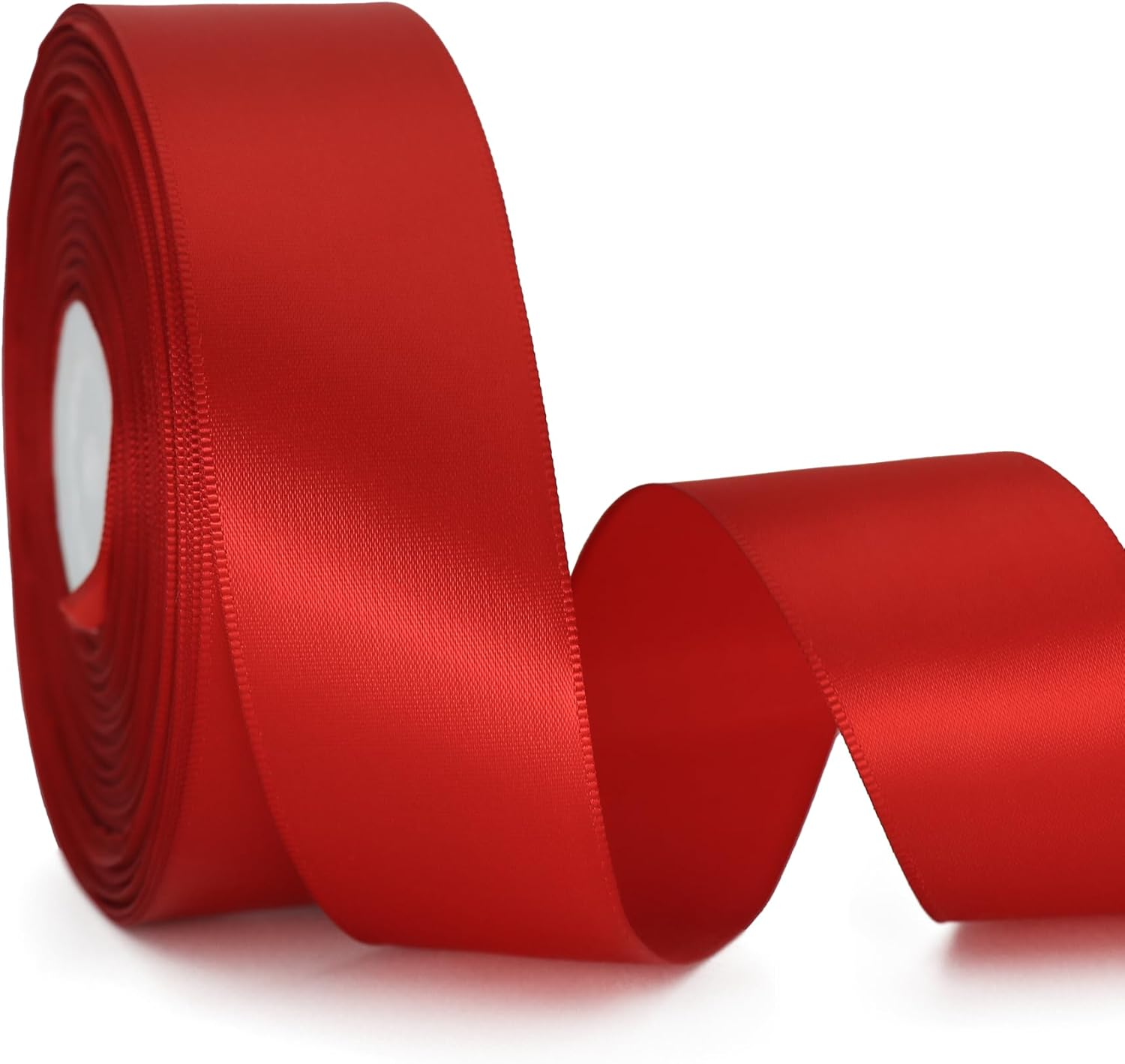 Red Ribbon 1-1/2 Inch 50 Yards Satin Ribbon Polyester Fabric Single Sided Ribbon for Gift Wrapping, Flower Bouquet, Handmade Eternal Flower, Wedding Party Decoration
