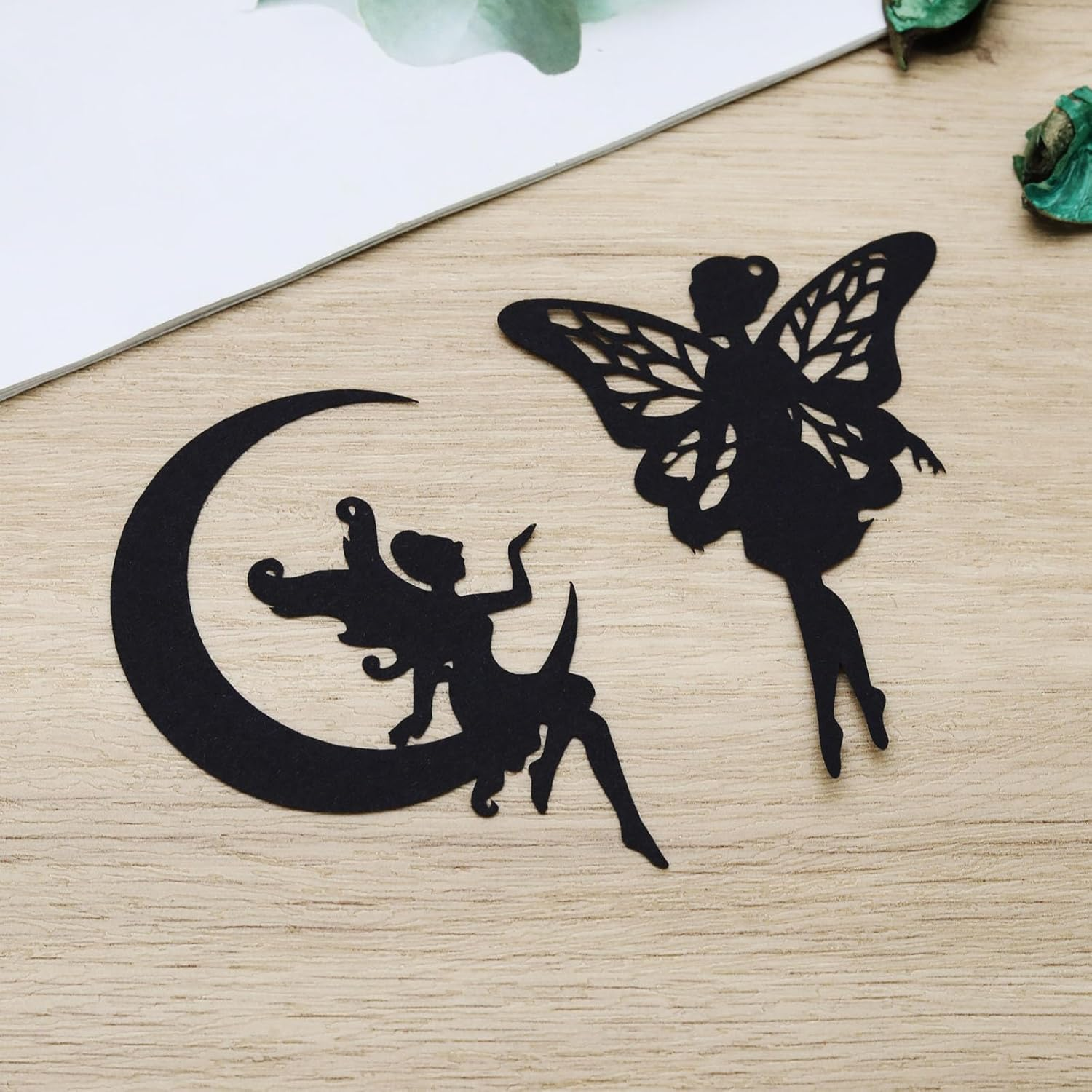 Emagtech 40PCS Fairy Cutouts Silhouette Embellishments Jar Decals Decorative Paper for Lantern Jars Scrapbooks Windows Desks Mobile Phones Decoration image number 2