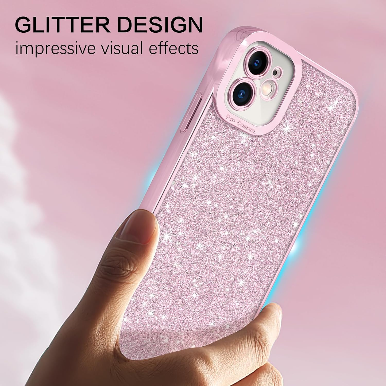 VENINGO Iphone 11 Case, Bling Sparkle Shockproof Full Body Protective Stylish Slim Glitter Cute Women Girls Girly Soft TPU Non Slip Drop Protection Lovely Phone Cases Cover for Iphone 11 6.1 Inch,Pink image number 1