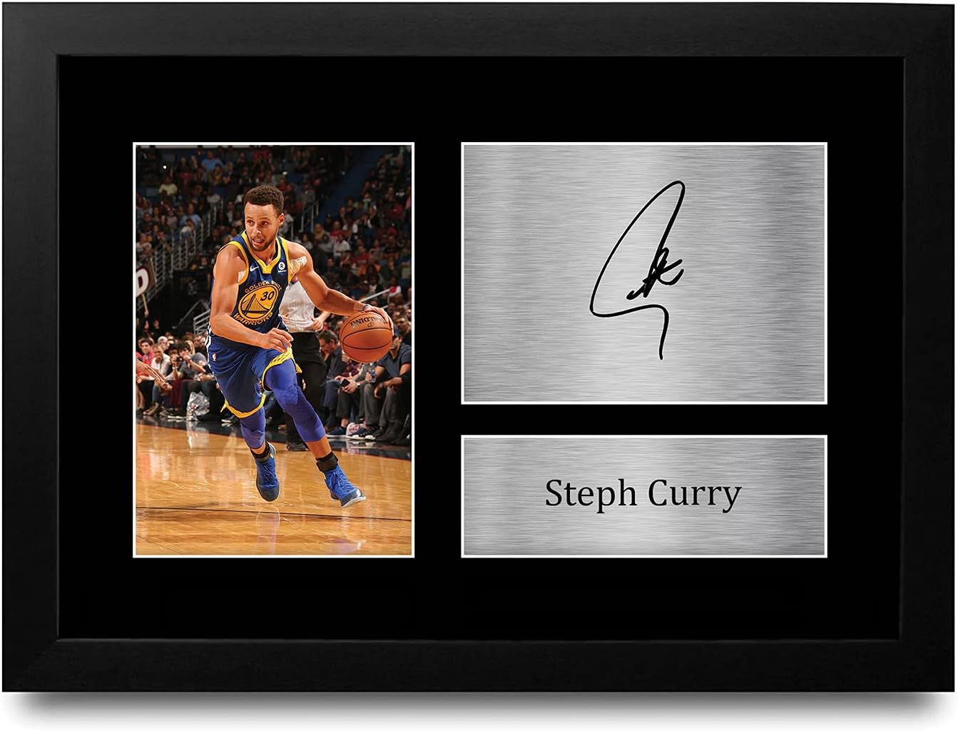HWC Trading FR A3 Steph Curry Golden State Warriors Gifts Printed Signed Autograph Presentation Display for Basketball Memorabilia Fans - A3 Framed