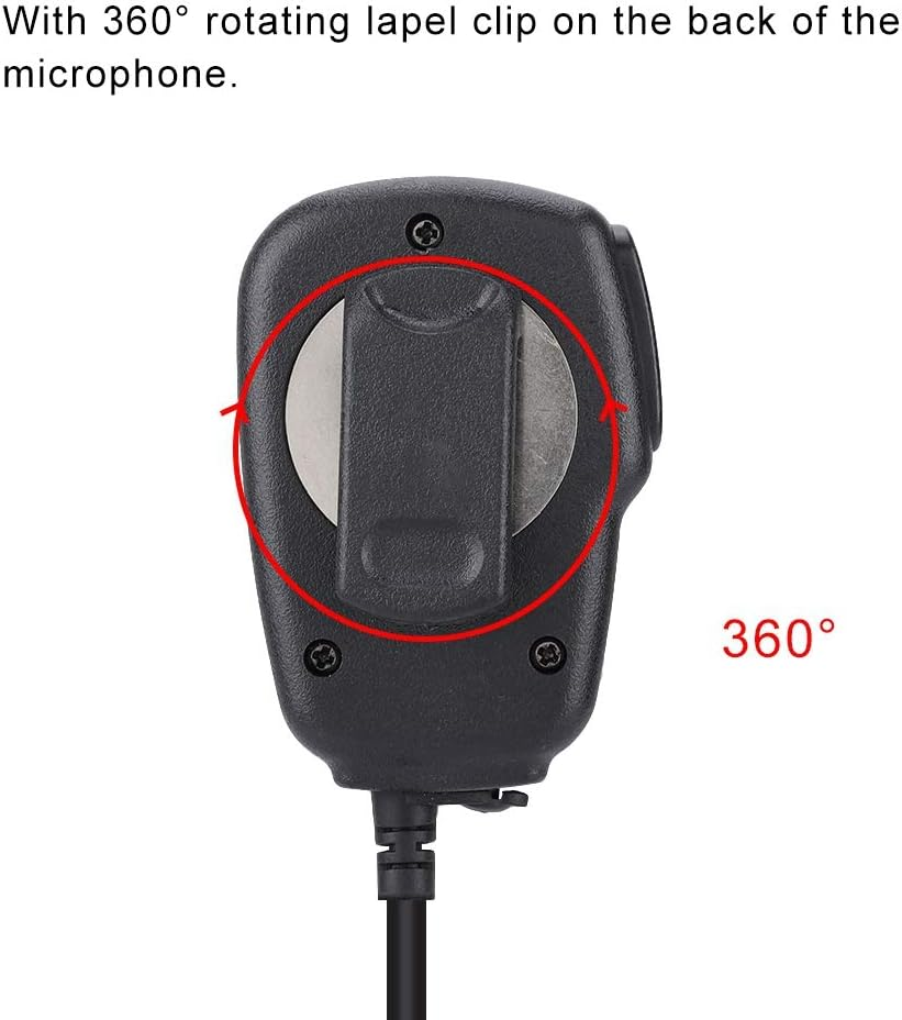 Microphone Speaker, for Baofeng UV5R 888S for Kenwood for TYT Walkie Talkie, 2 Pin Mini PTT Shoulder Microphone Speaker, Waterproof/360&deg; Rotating Lapel Clip image number 5