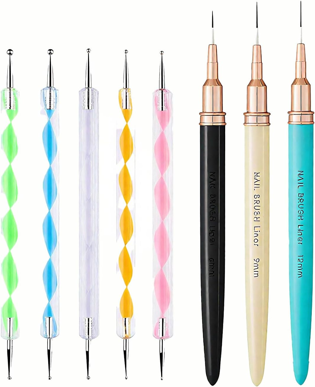 8 Pcs Nail Art Brushes，Nail Art Brushes，Nail Art Tools，Suitable for Salon and Home Diy Nail Art image number 3