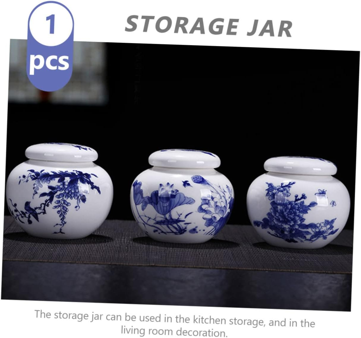 NAMOARLY Chinese Style Ceramic Storage Jars Airtight Tea Canister for Home Supplies Small and White Porcelain Container for Tea and Cream Storage image number 2