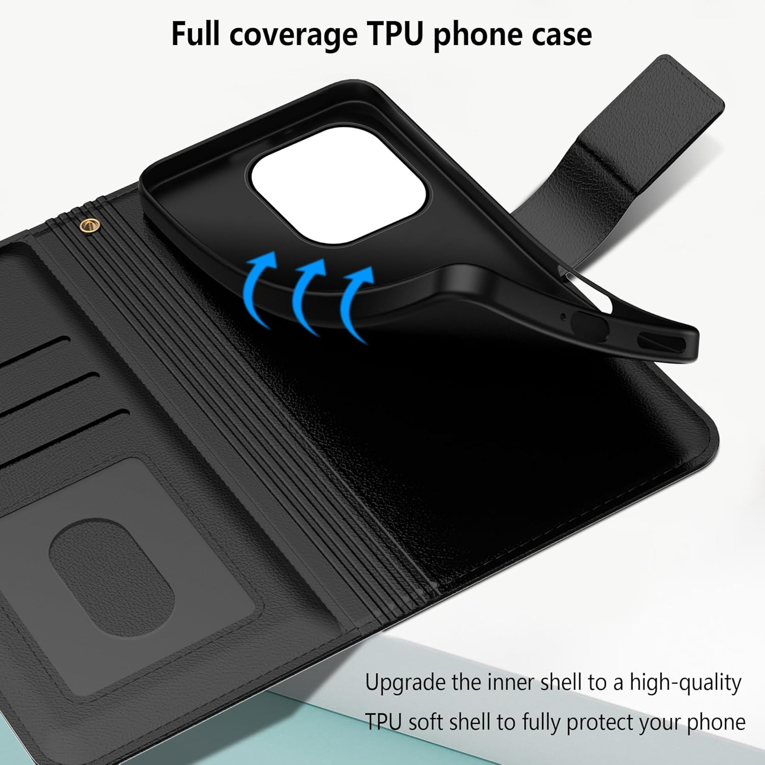 Aiziki for Xiaomi 15T Phone Case, Leather Flip Case with 3 Card Slots & Kickstand, Anti-Drop, Magnetic Closure, Compatible with Xiaomi 15T Case- Black