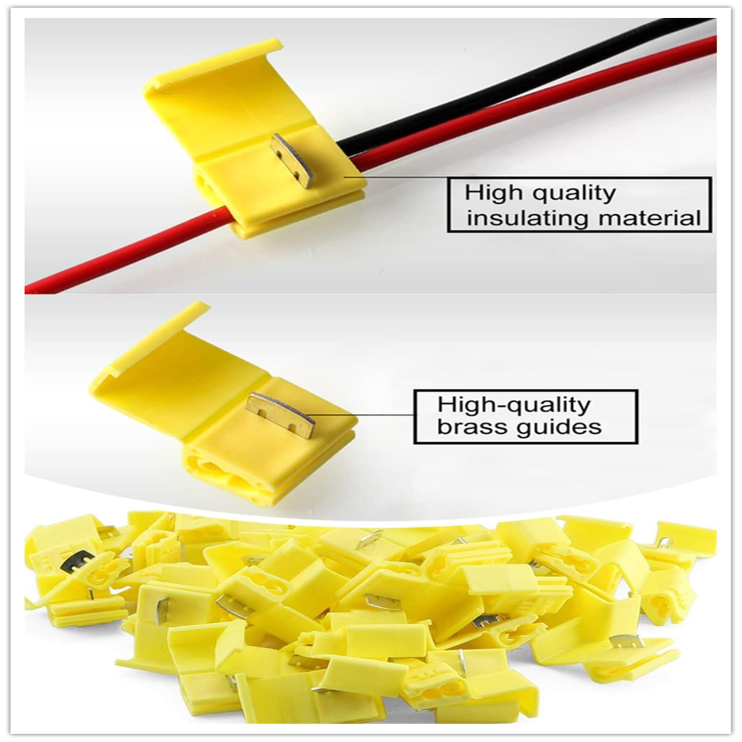 50PCS Solderless Quick Splice Wire Connectors, 12-10 AWG Scotch Lock Snap Electrical Wire Connector (Yellow) image number 1