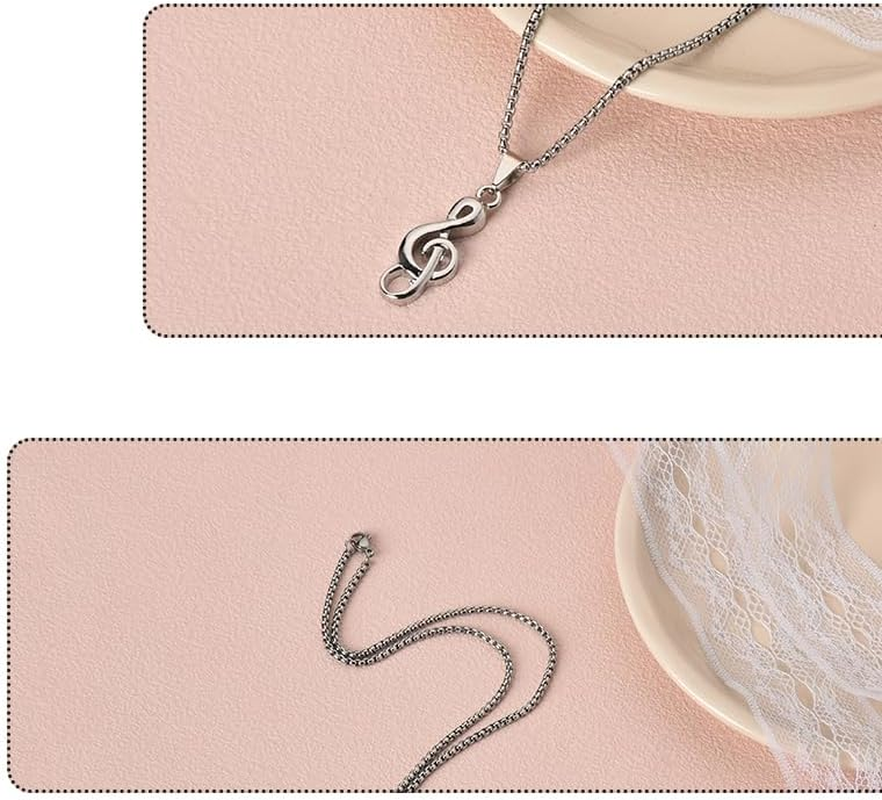 Music Notes Necklace for Music Lovers Musicians Graduation Gifts for for Best Friend Daughter Son Christmas Birthday Gifts for Music Teachers Students Silver Hip Hop Music Note Pendant Necklaces image number 1